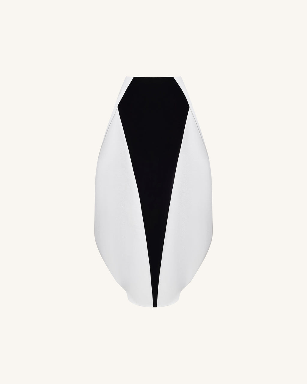 Monochrome Paneled Structured Pannier Maxi Skirt - Black