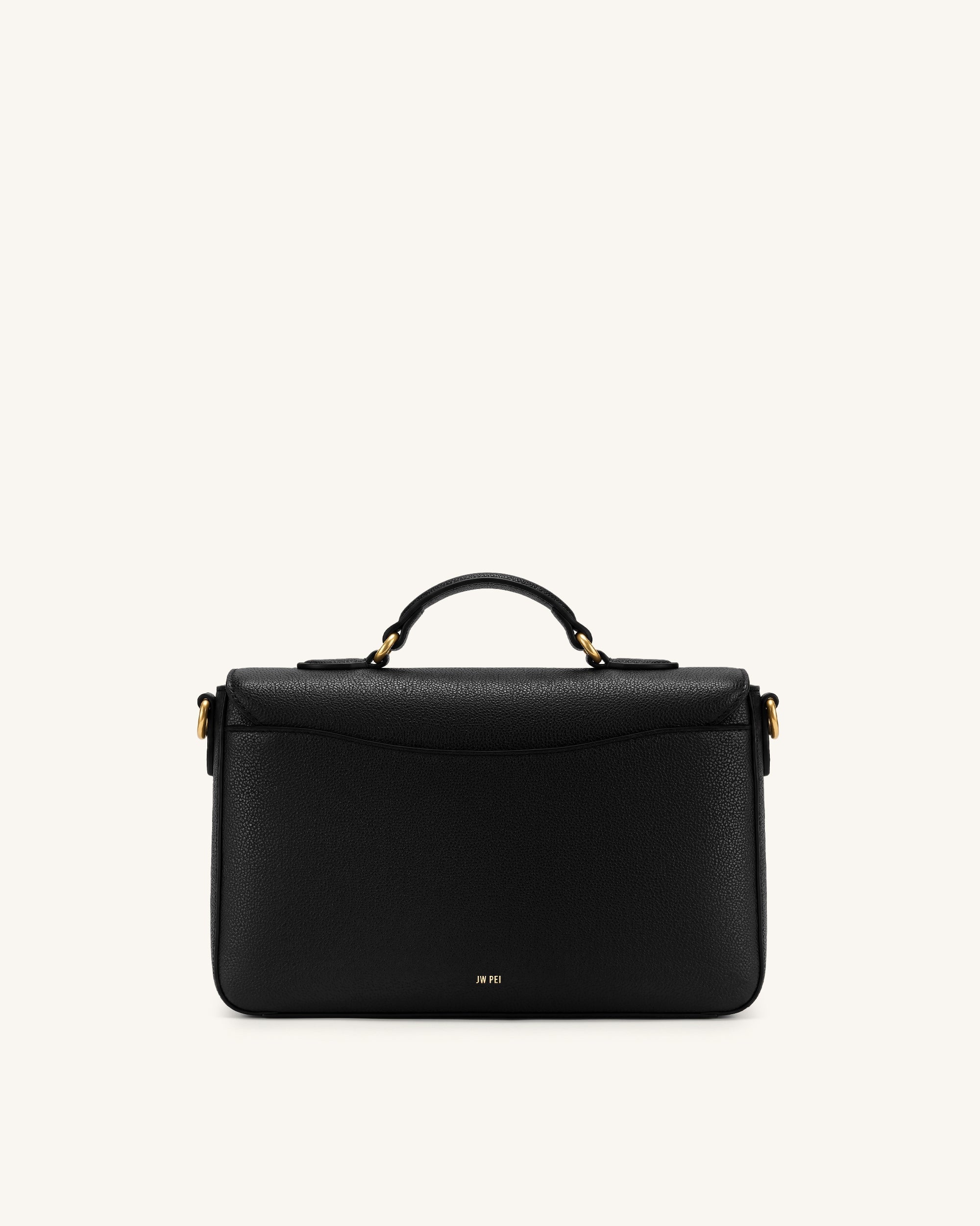 Mirelle Pebbled Top Handle Satchel - Black