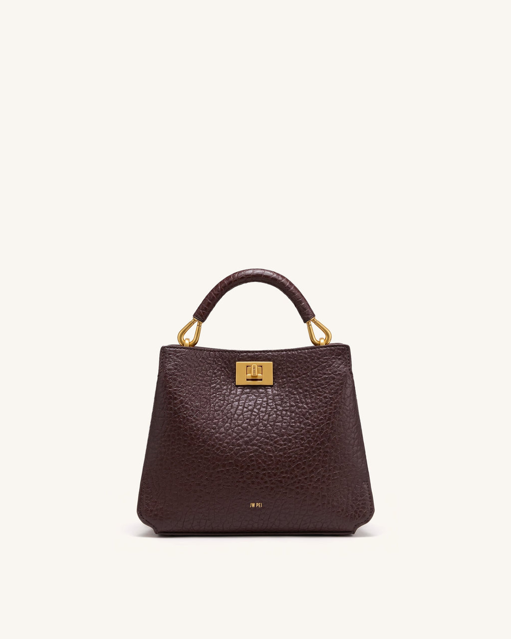 Lucia Elephant-Effect Top Handle Bag - Dark Brown