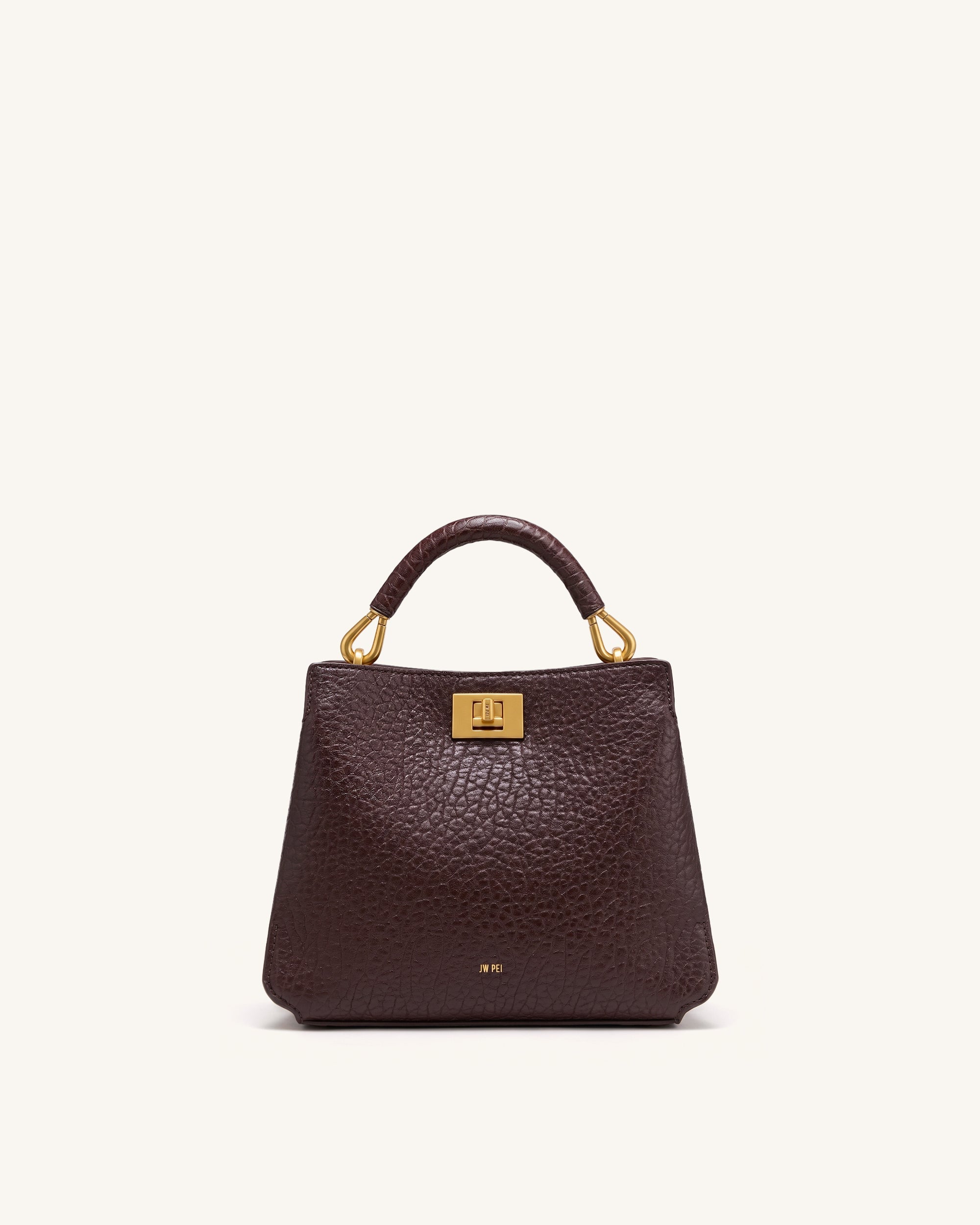 Lucia Elephant-Effect Top Handle Bag - Dark Brown