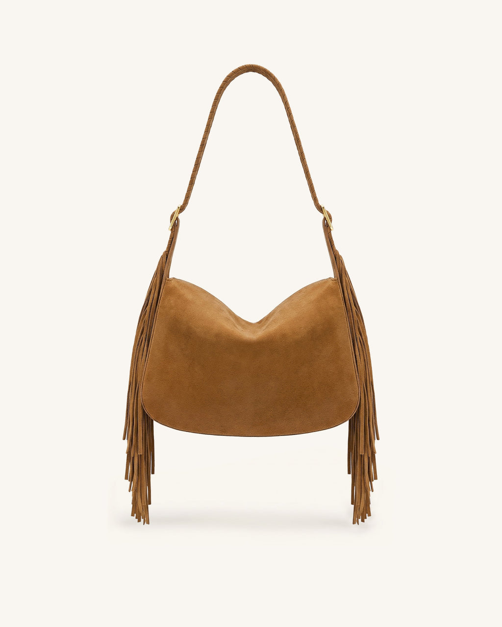 Avery Fringe Faux Suede Shoulder Bag - Brown