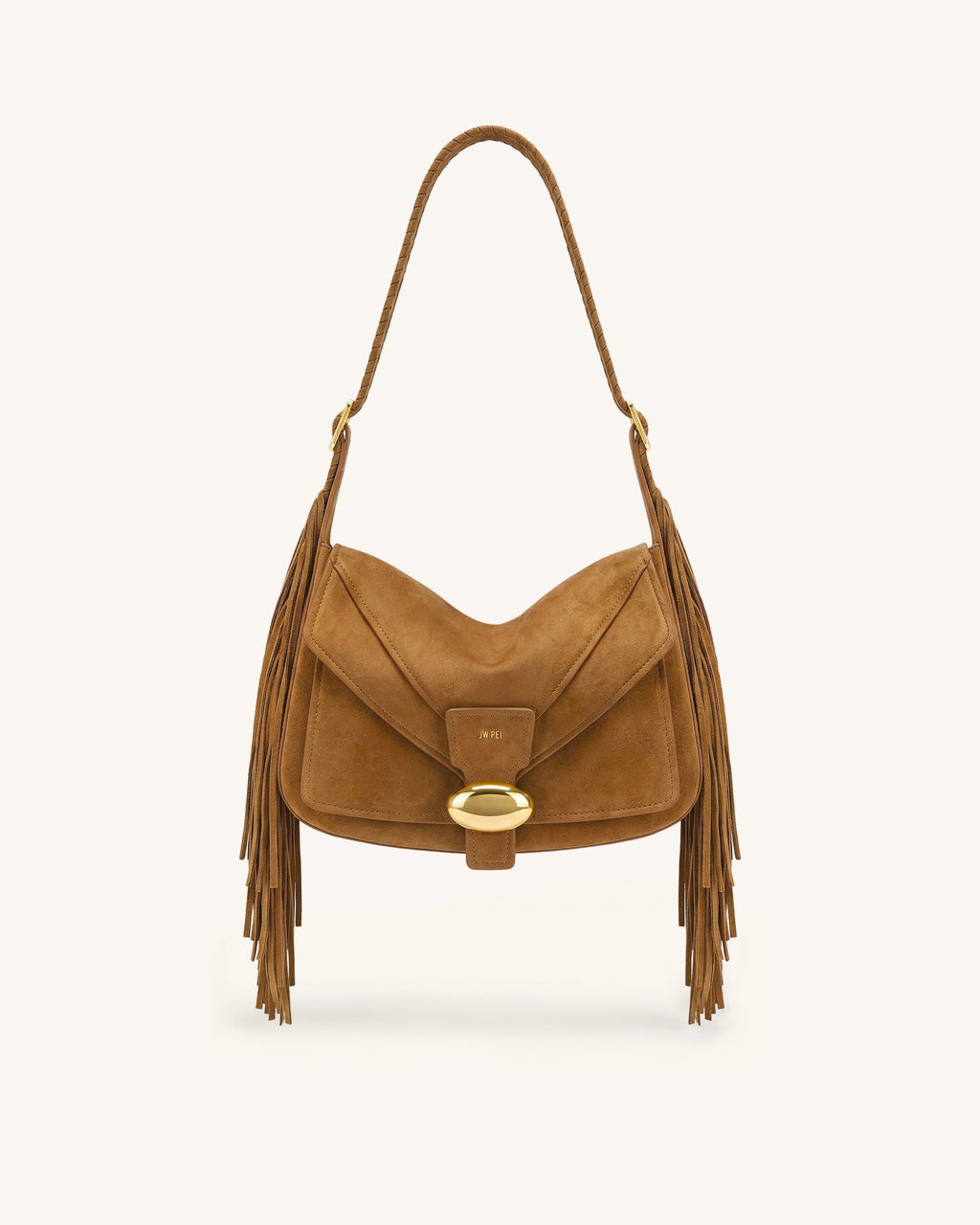 Avery Fringe Faux Suede Shoulder Bag - Brown