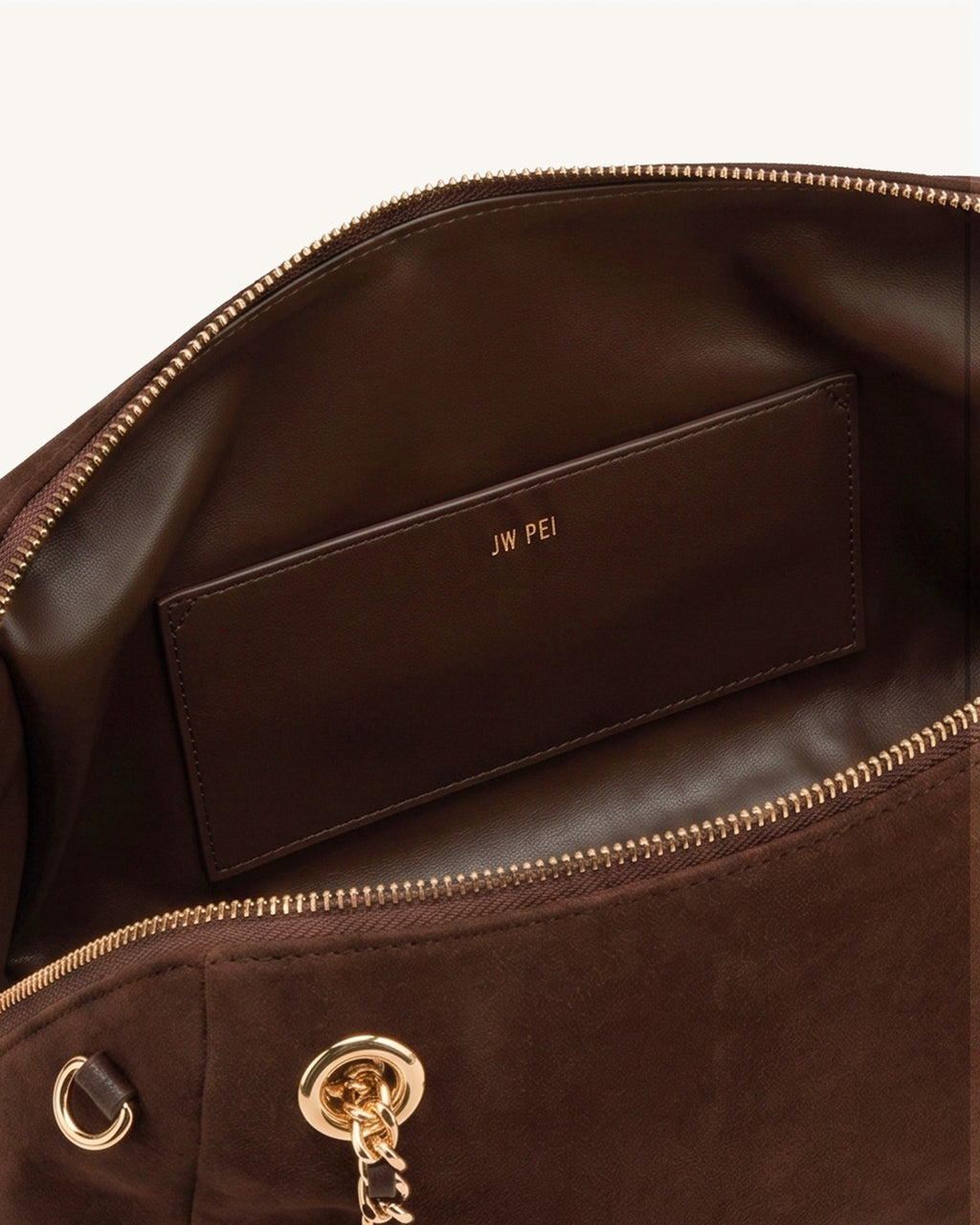 Mireya Faux Suede Chain Shoulder Bag - Dark Brown