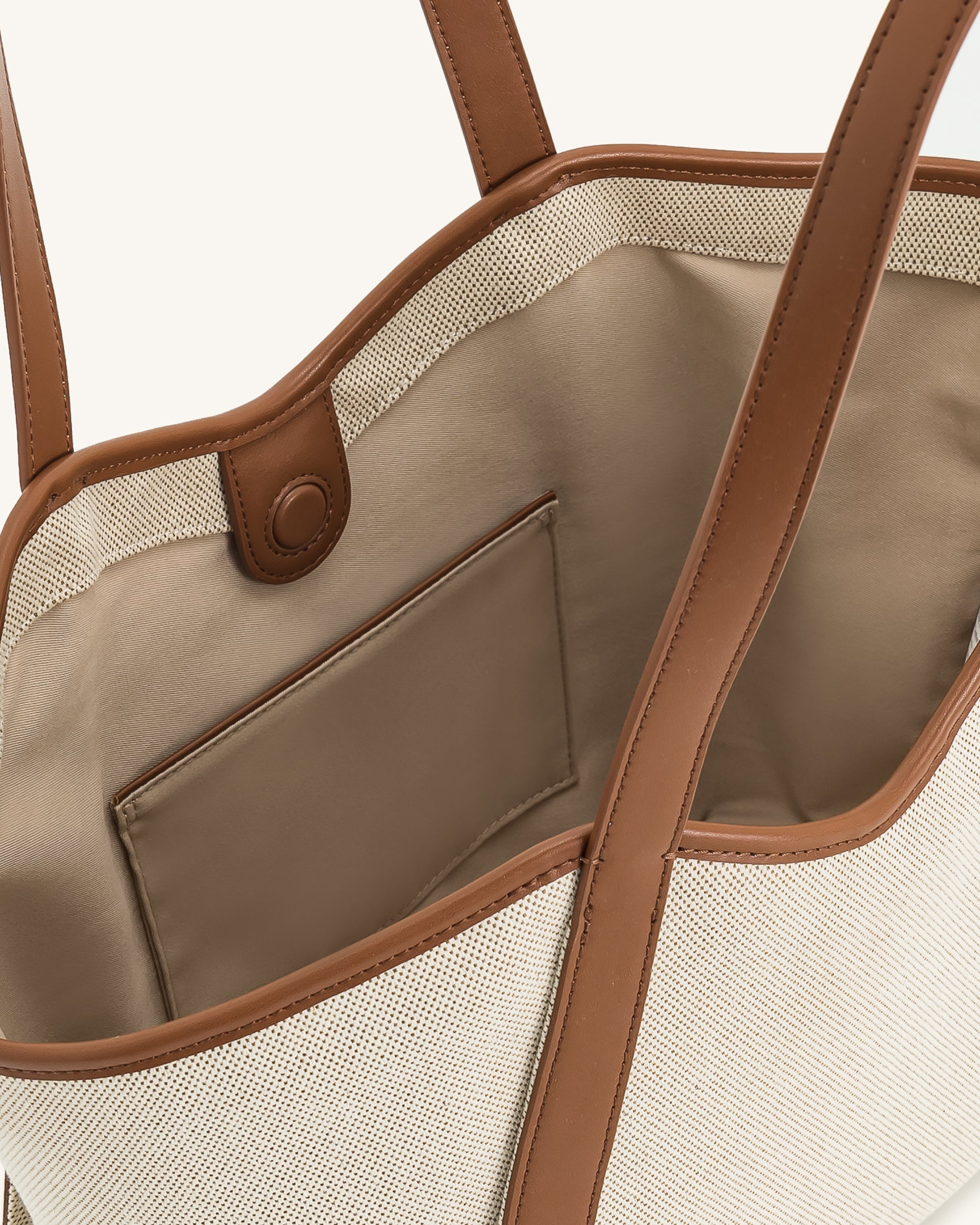 Kiana Large Capacity Tote Bag - Brown Canvas