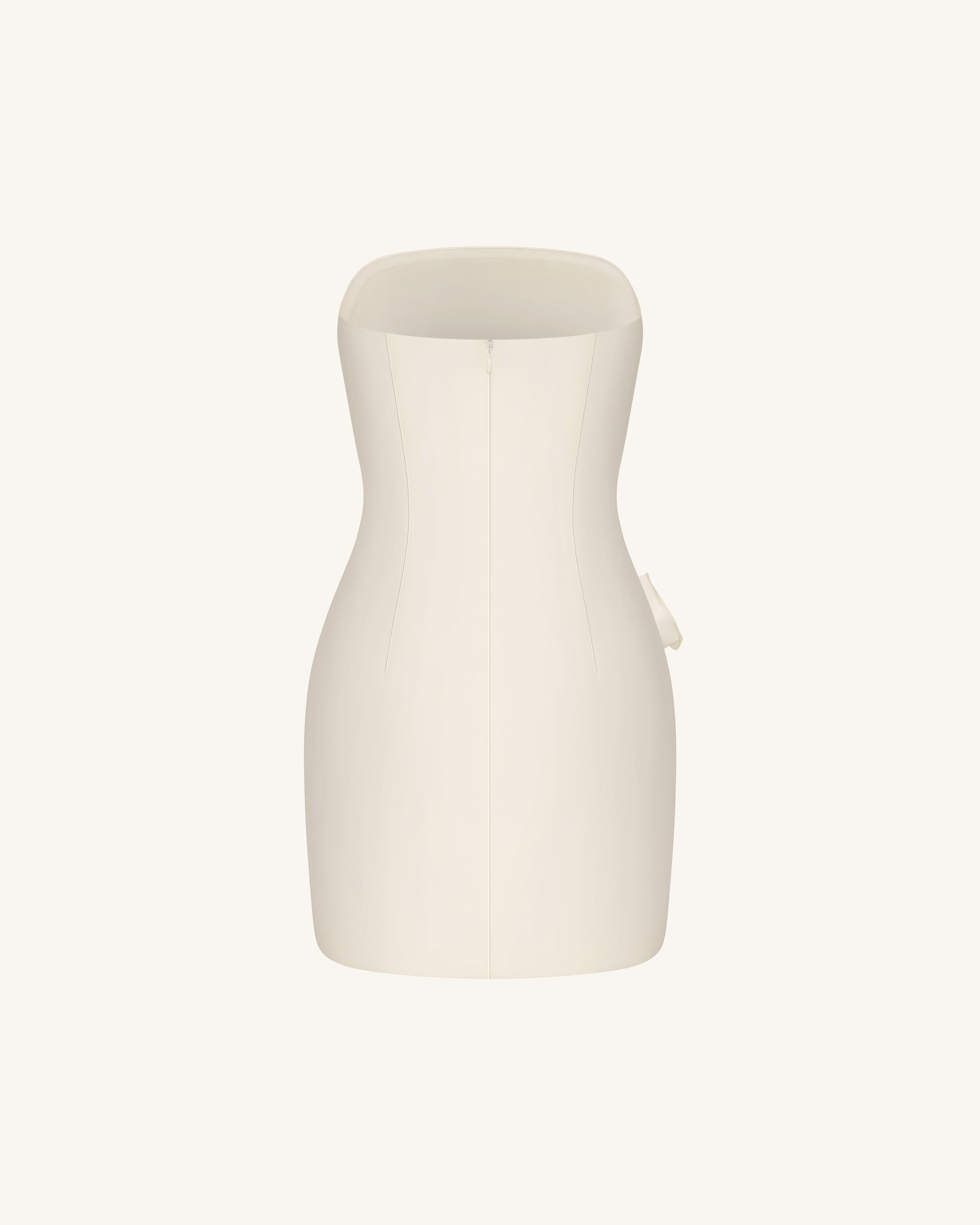 Strapless Floral Appliqué Dress - White