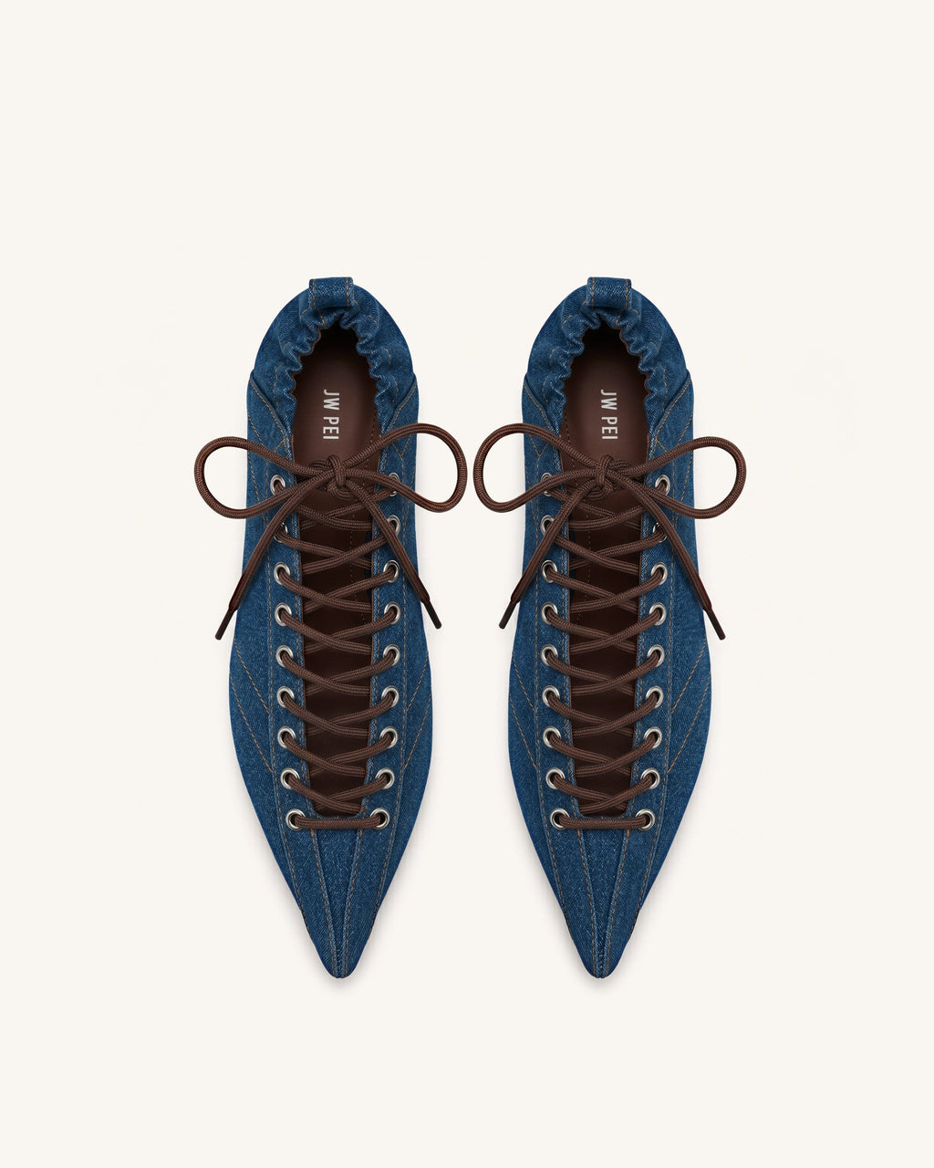 Ava Lace-Up Flats - Denim Blue