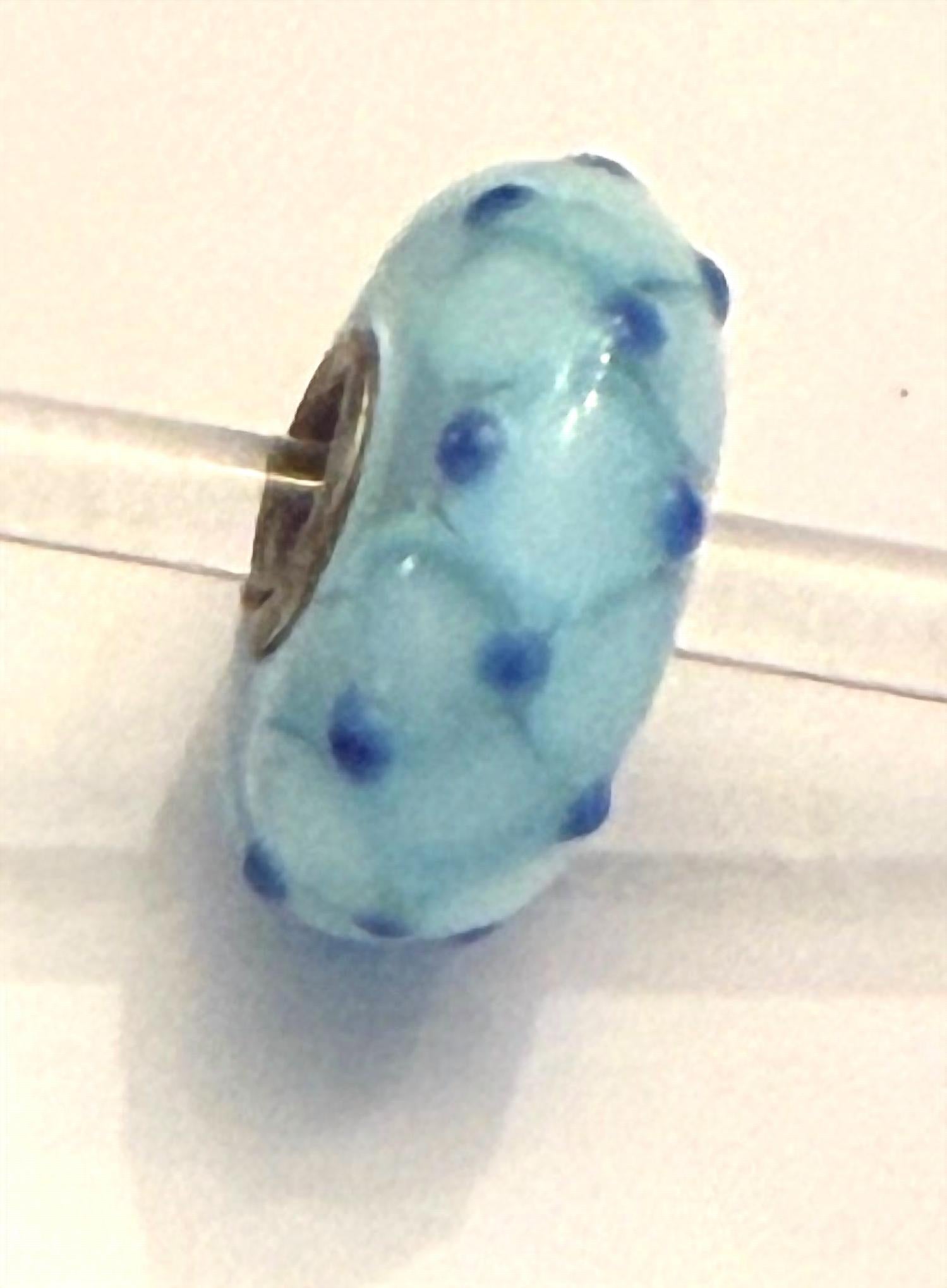 Trollbead Universal Unique Pale Blue Bead Charm With Raised Dots