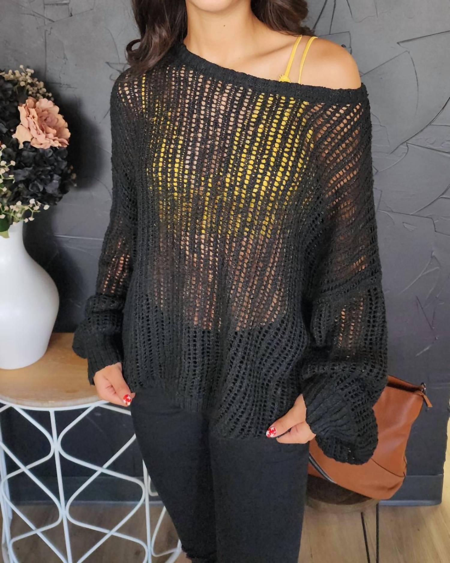 Crochet Sweater In Black