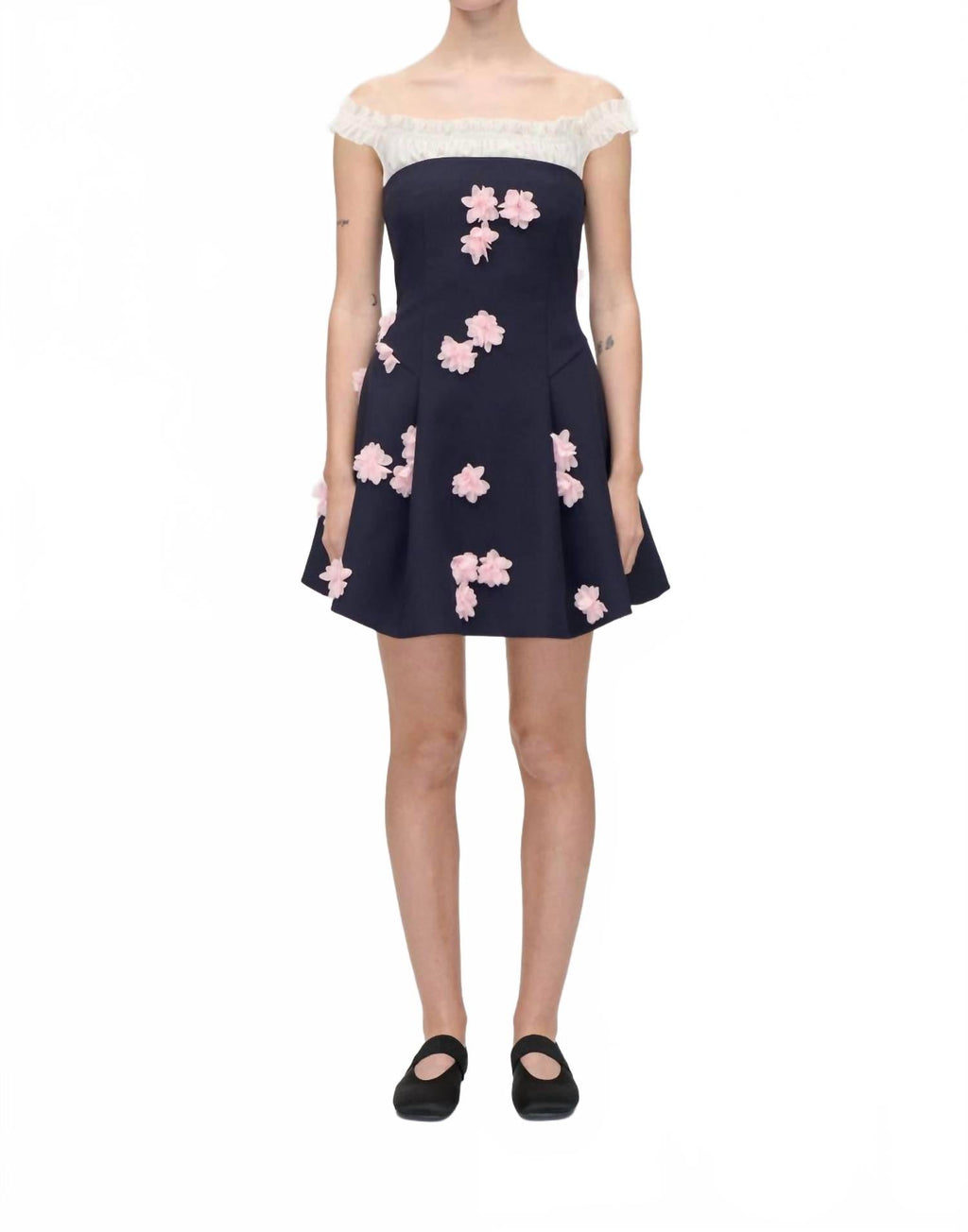 Off The Shoulder Mini Dress In Pink Petunia