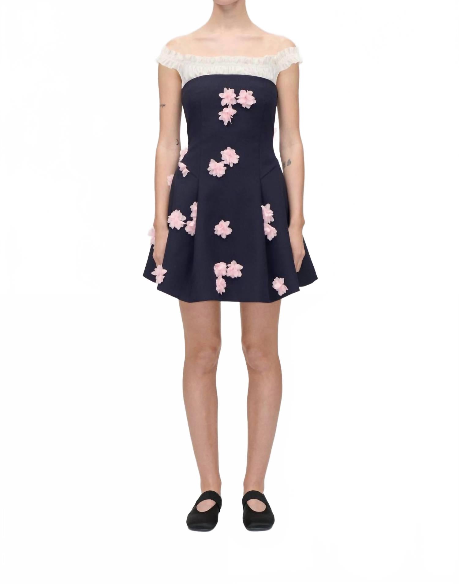 Off The Shoulder Mini Dress In Pink Petunia