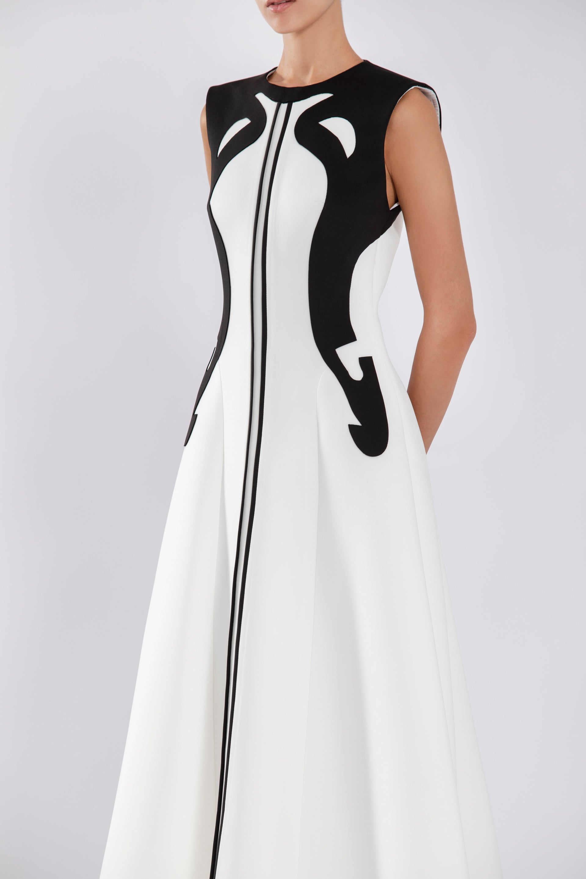 Neoprene Dress With Abstract Contrast Cuts