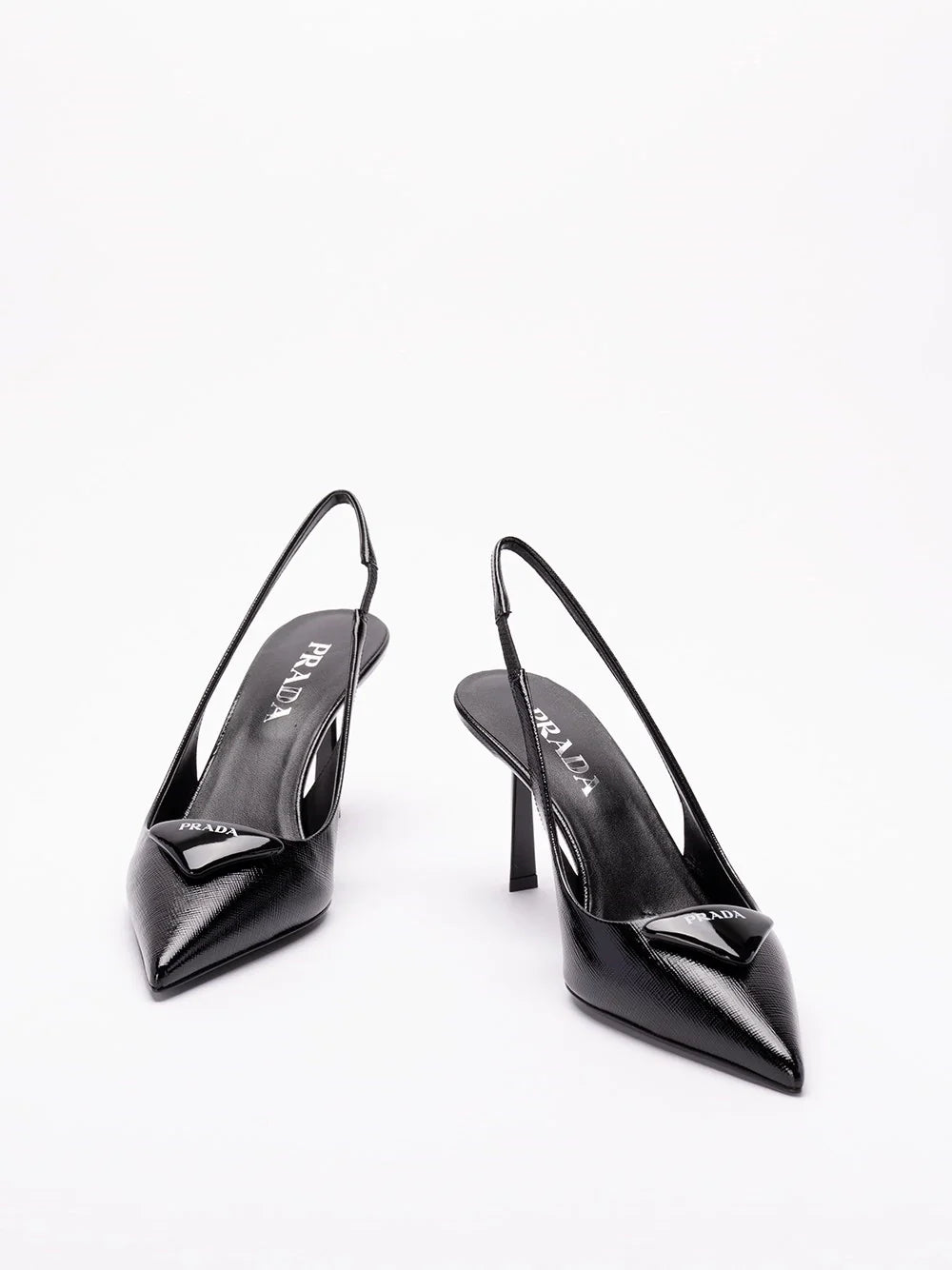 Prada Women Saffiano Patent Leather Slingback Pumps