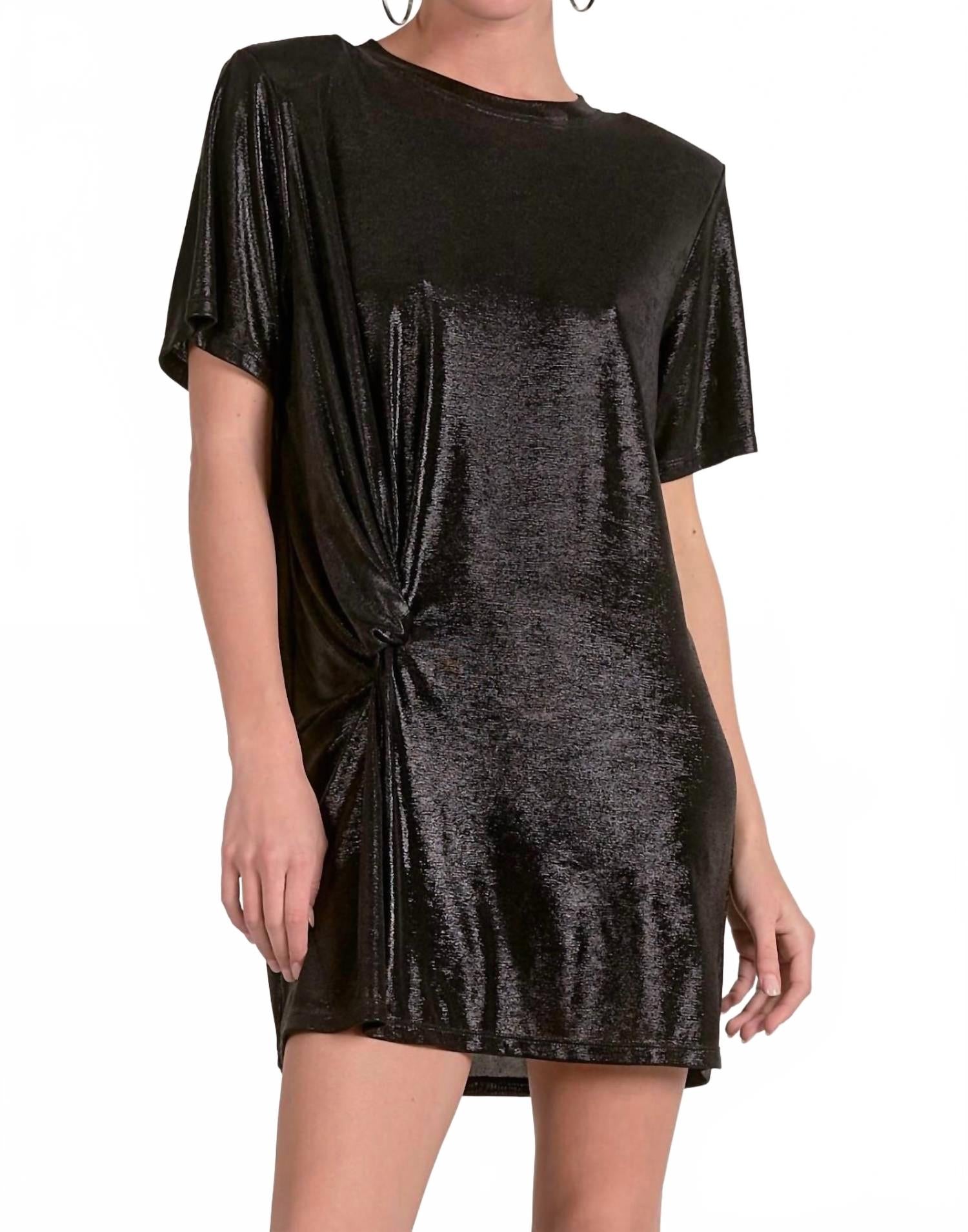Short Sleeve Mini Dress In Black