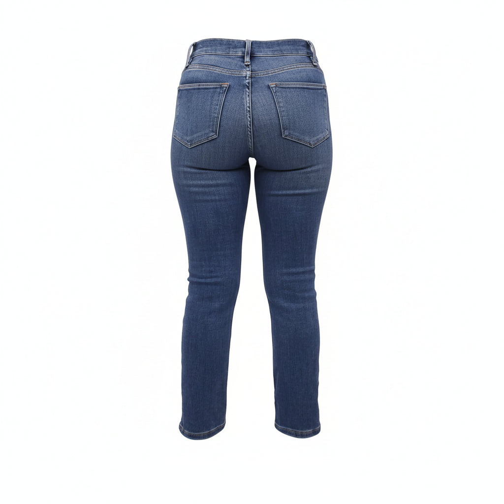 FRAME ‘LE HIGH STRAIGHT’ MEDIUM BLUE STRAIGHT LEG JEANS - SIZE 24
