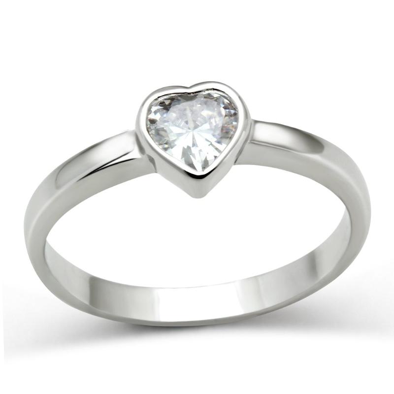 Rhodium Brass Ring with AAA Grade CZ in Clear