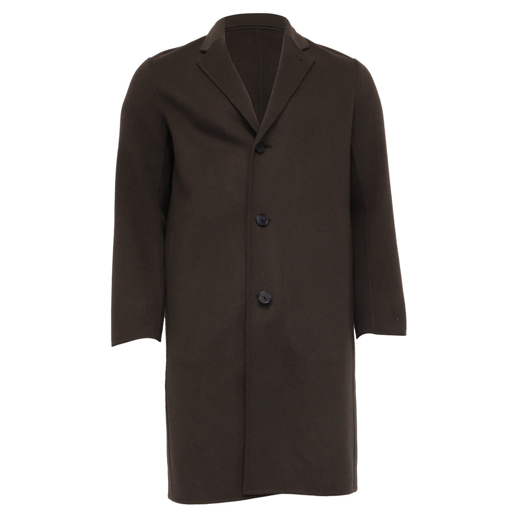 Theory Single-Breasted Coat in Brown Wool