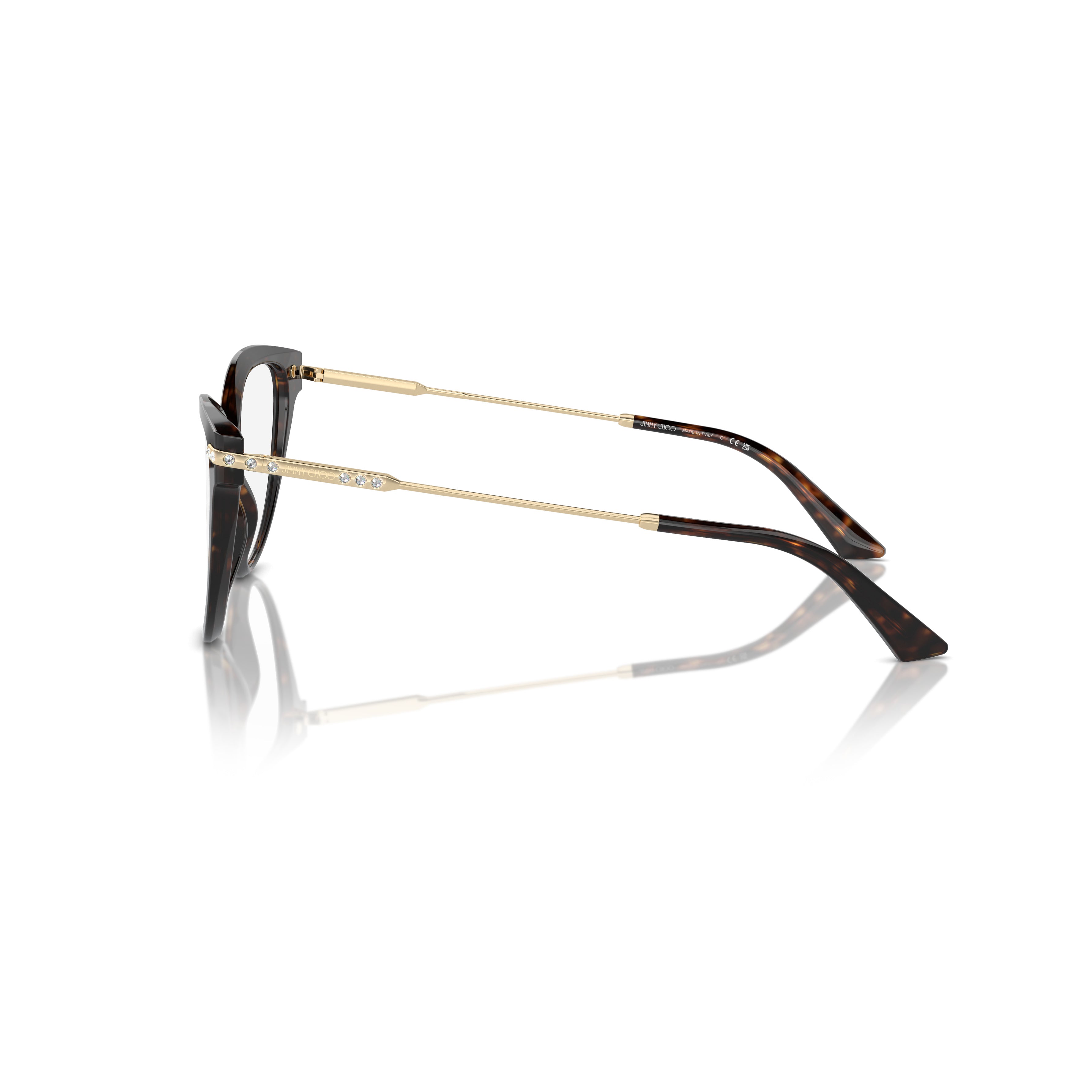 0Jc3001B Cat-Eye Acetate Eyeglasses with Metallic Gold Temples