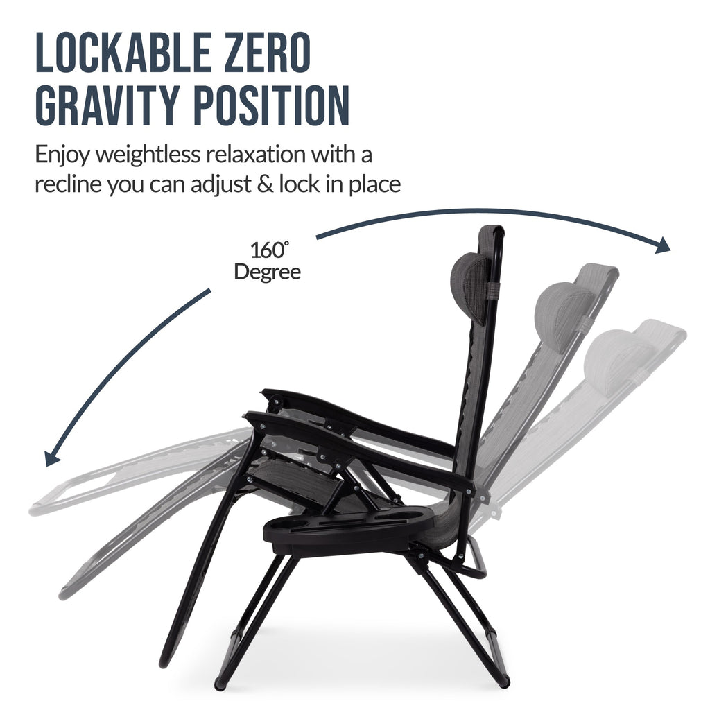 Best Choice Products Set of 2 Extra Wide Zero Gravity Lounge Chair Recliners w/ Cup Holder