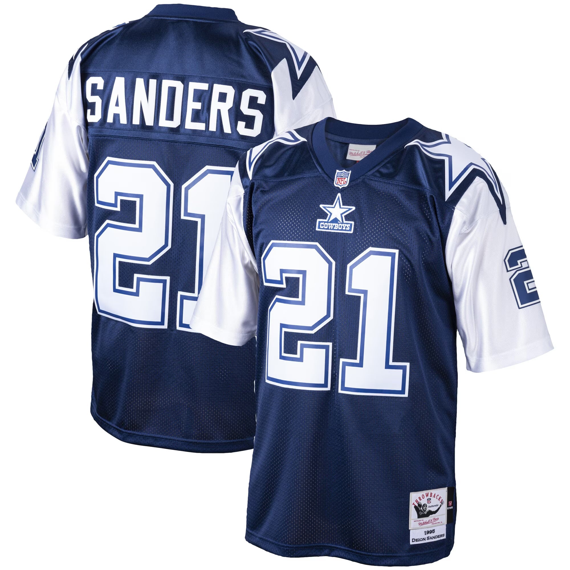Dallas Cowboys Deion Sanders Mitchell & Ness Navy Big & Tall 1995 Retired Player Replica Jersey