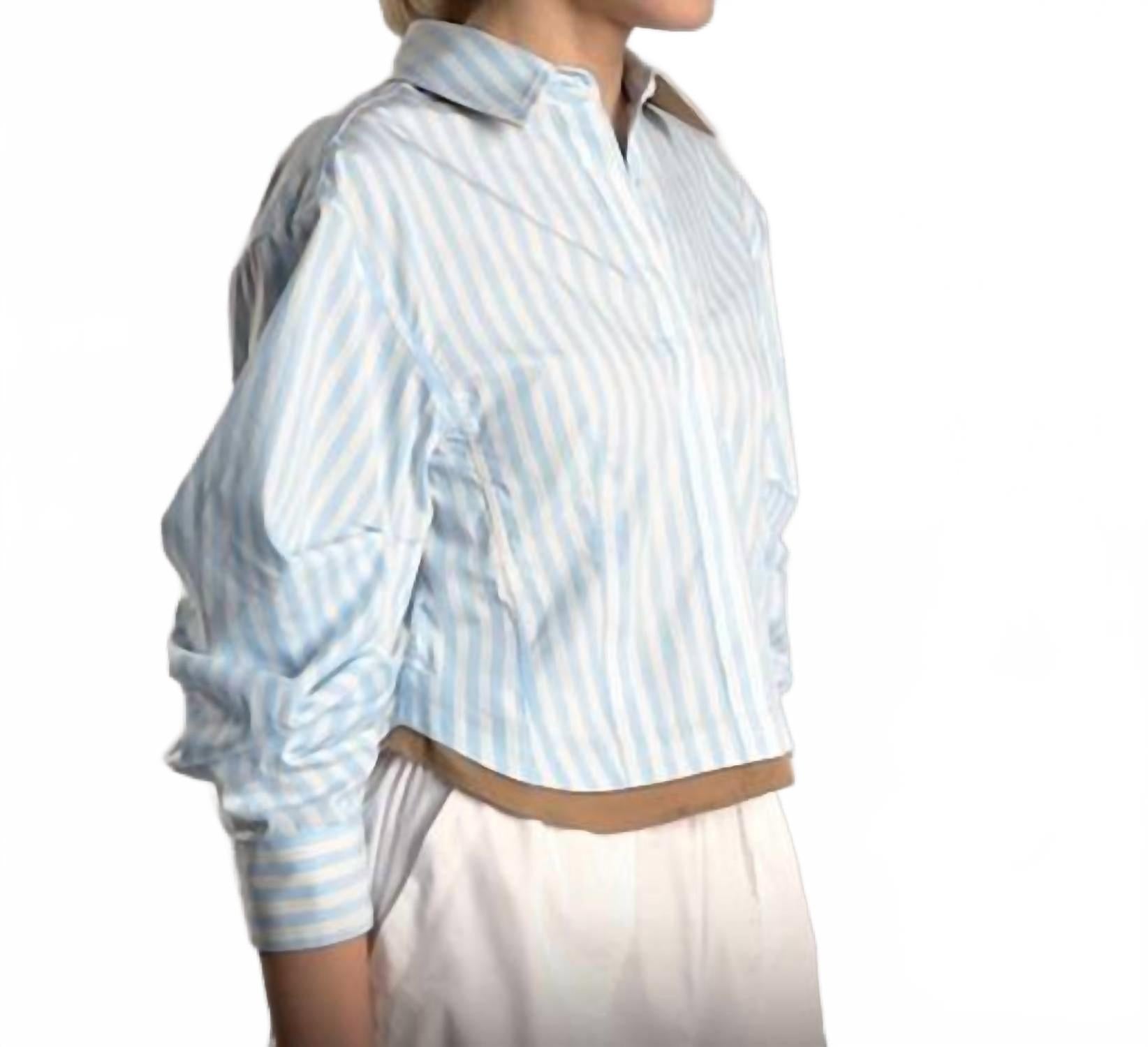 Boone Combo Shirt In Hydrangea Blue Stripe