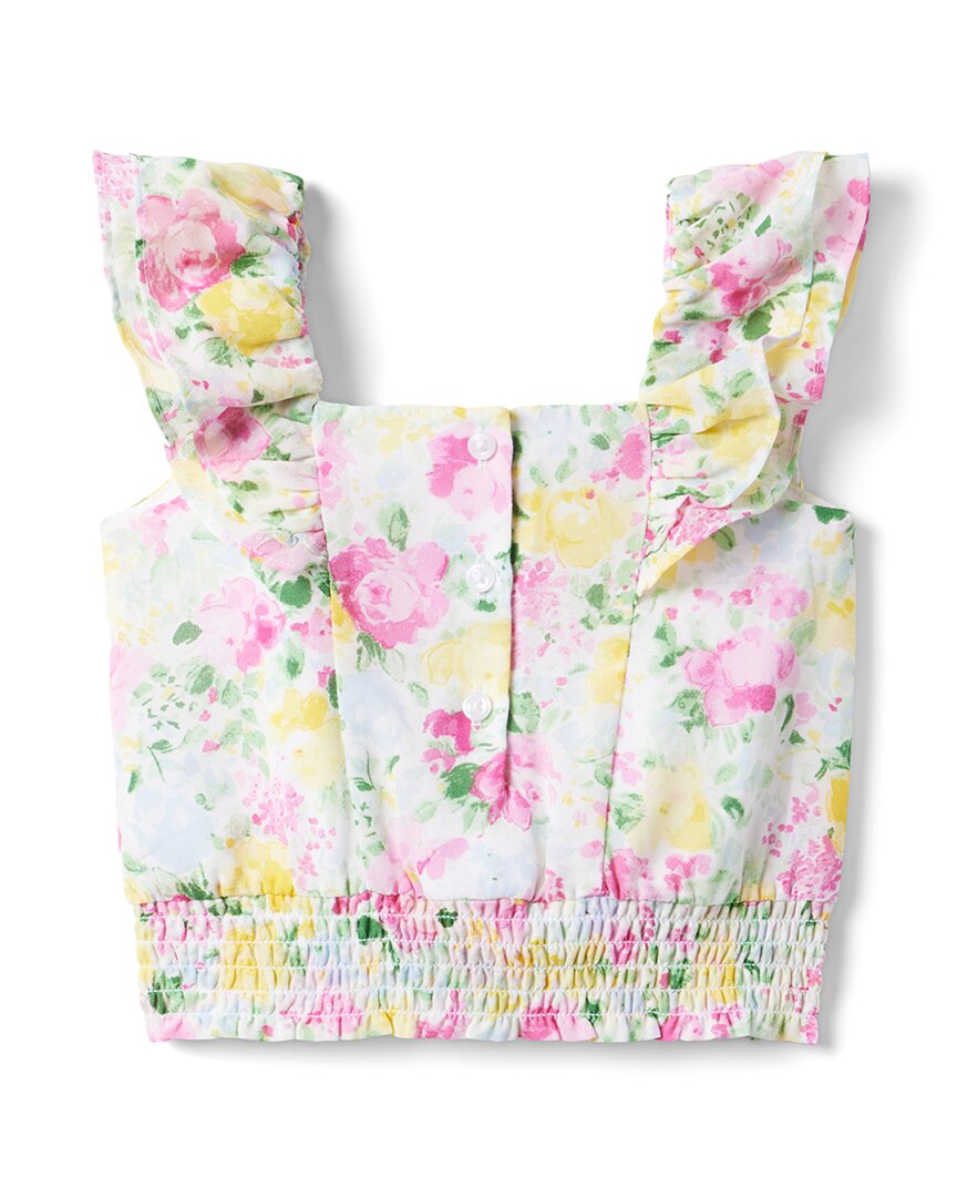 Janie and Jack Floral Smocked Waist Chiffon Top
