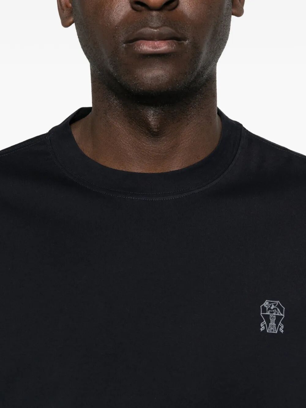 Brunello Cucinelli Men Cotton Jersey Crew Neck T-Shirt With Logo
