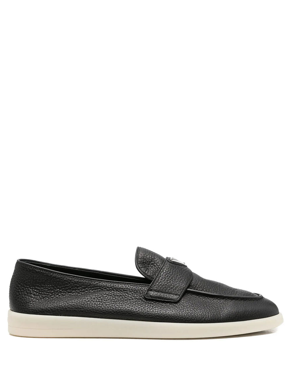 Prada Men Grained Leather Loafers
