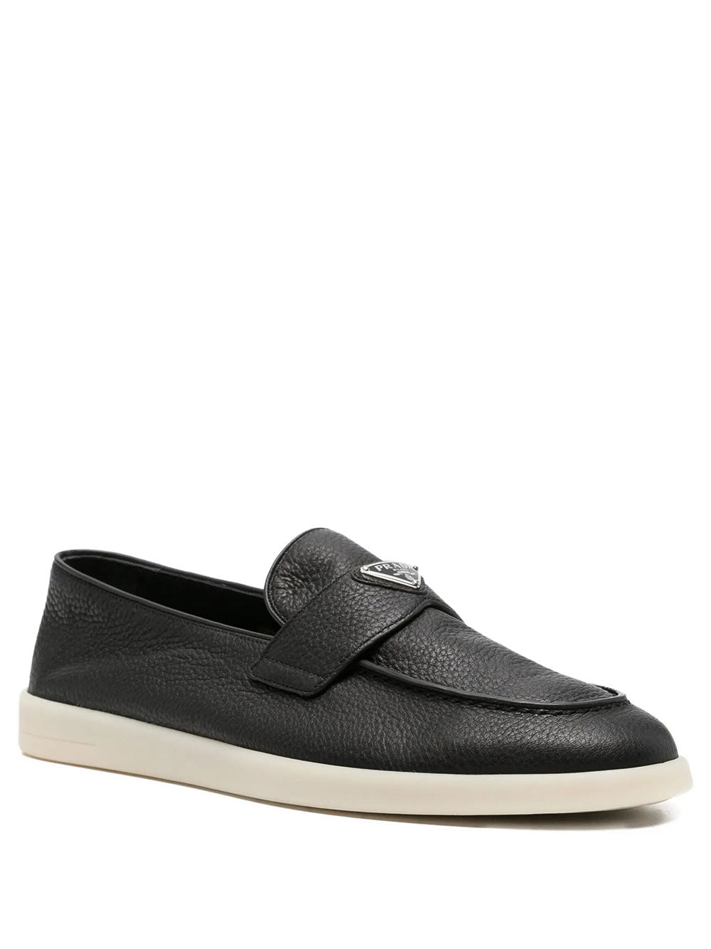 Prada Men Grained Leather Loafers