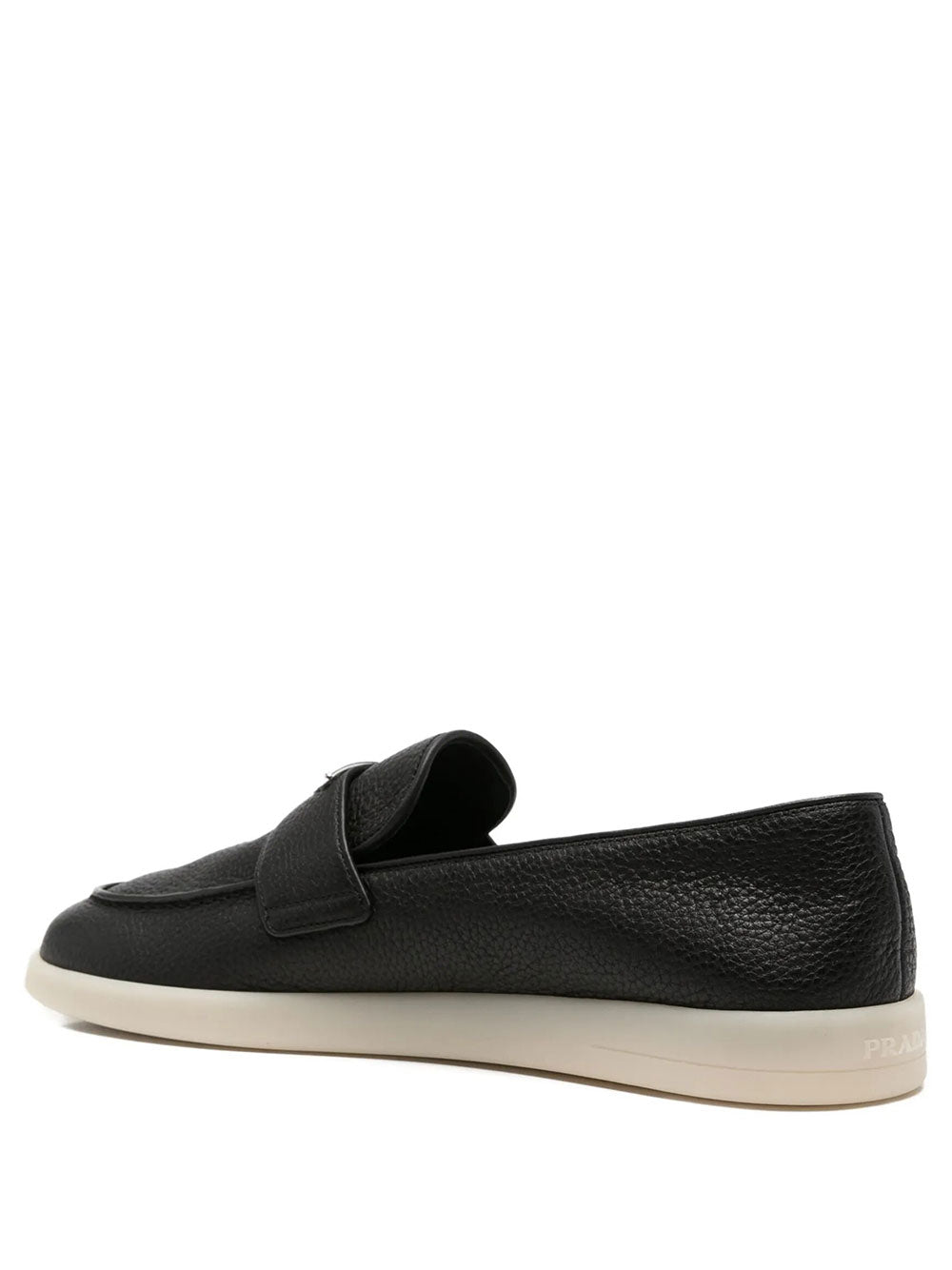 Prada Men Grained Leather Loafers