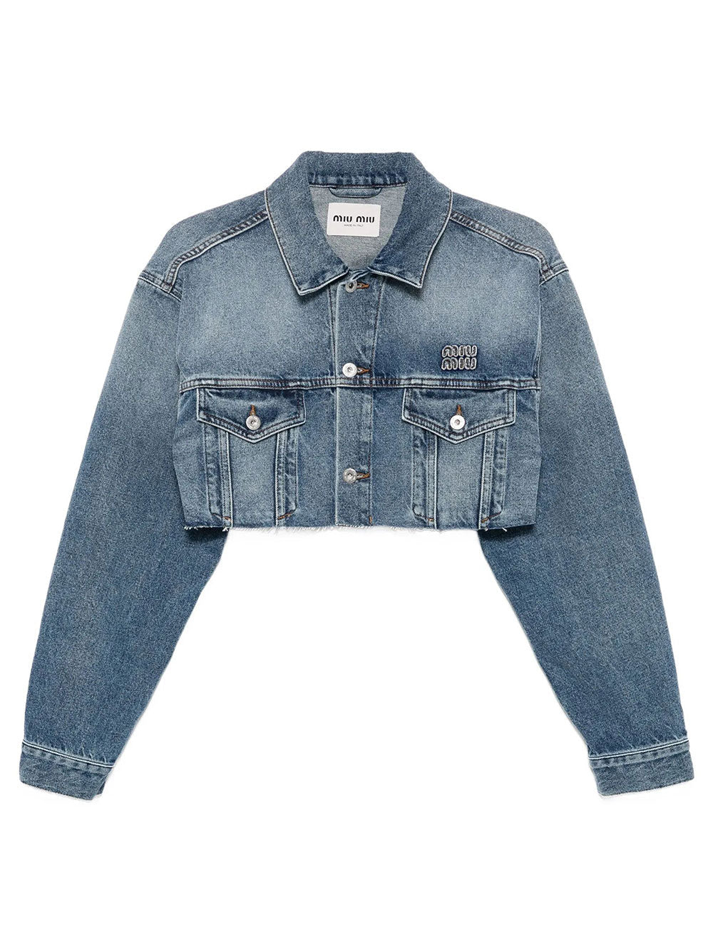 Miu Miu Women Cropped Washed Denim Jacket