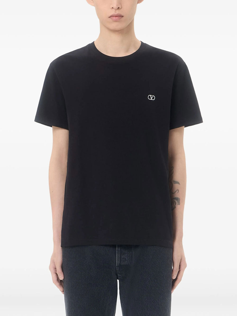 Valentino Garavani Men Valentino Cotton T-Shirt With Vlogo Embroidery