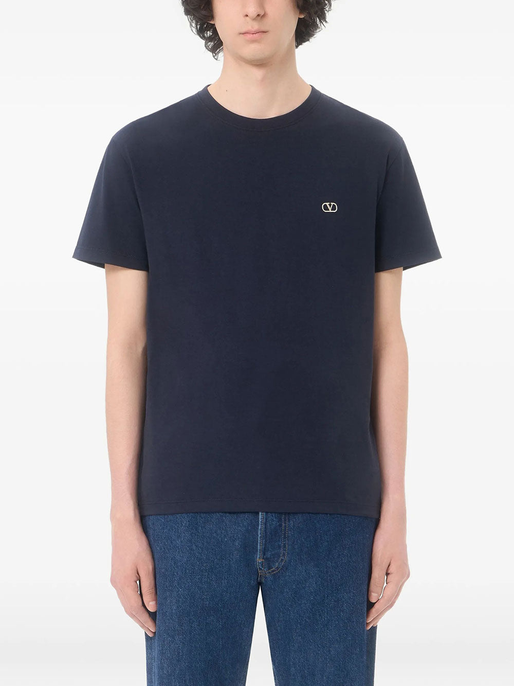 Valentino Garavani Men Valentino Cotton T-Shirt With Vlogo Embroidery