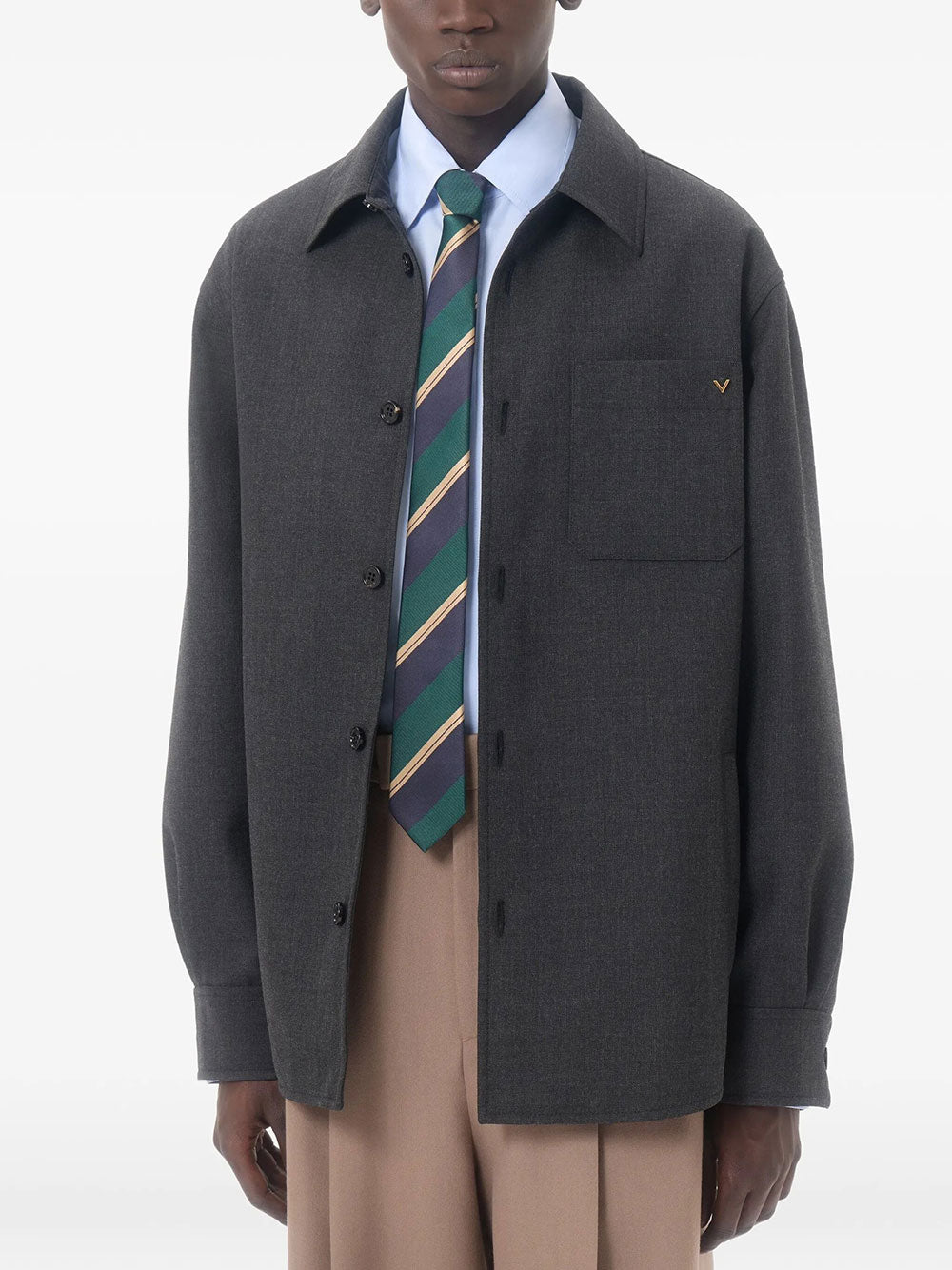 Valentino Garavani Men Valentie Jacquard Regimental Silk Tie