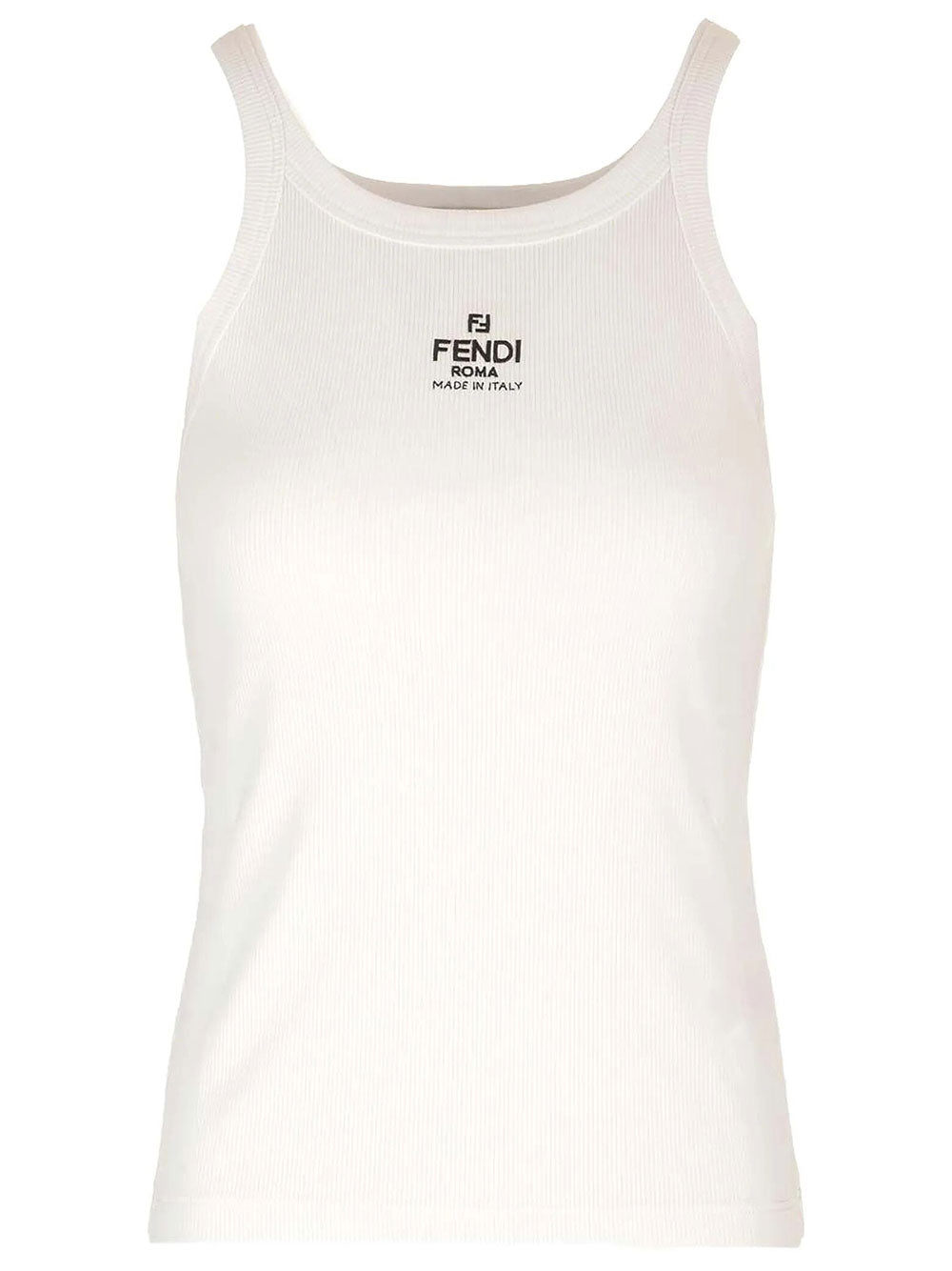 Fendi Women Fendi Ribs Top With Logo Embroidery