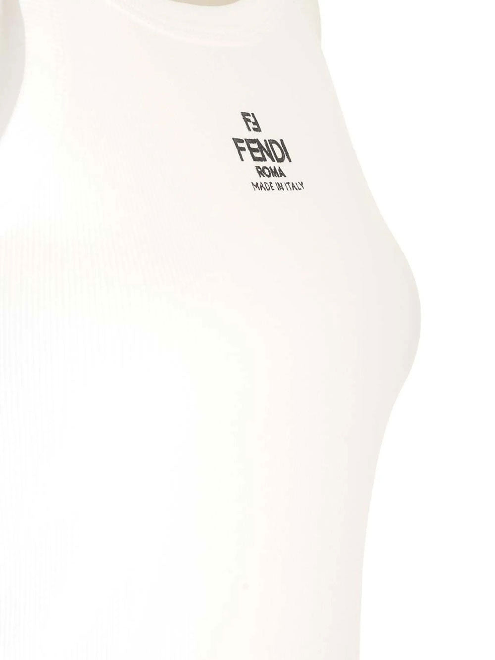 Fendi Women Fendi Ribs Top With Logo Embroidery