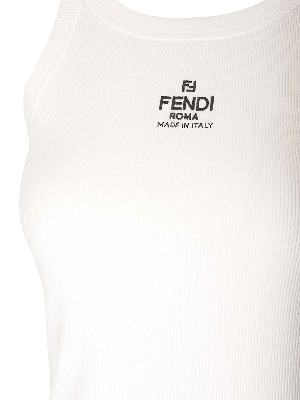 Fendi Women Fendi Ribs Top With Logo Embroidery