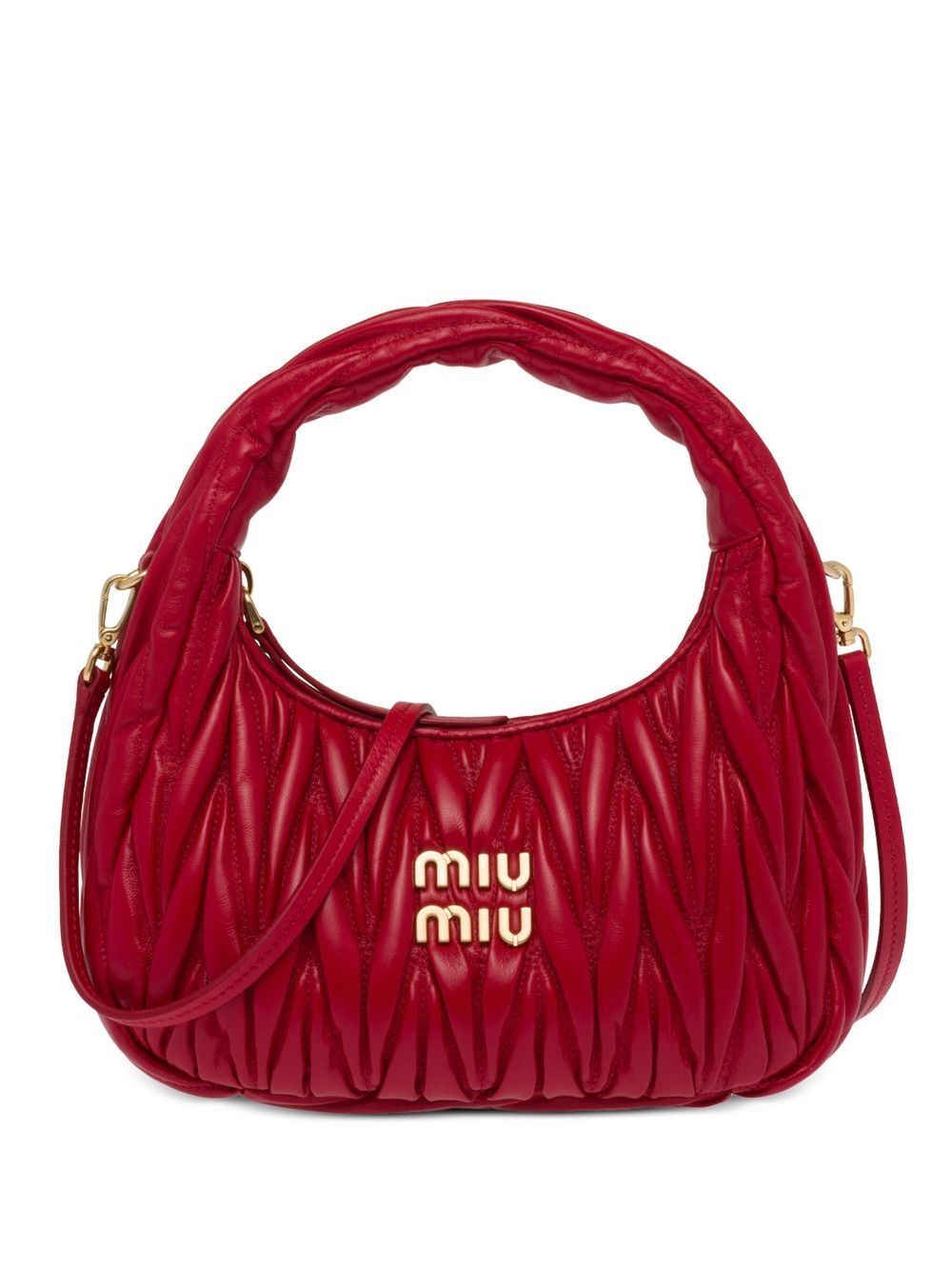 Miu Miu Women Wander Matelassé Nappa Leather Small Hobo Bag