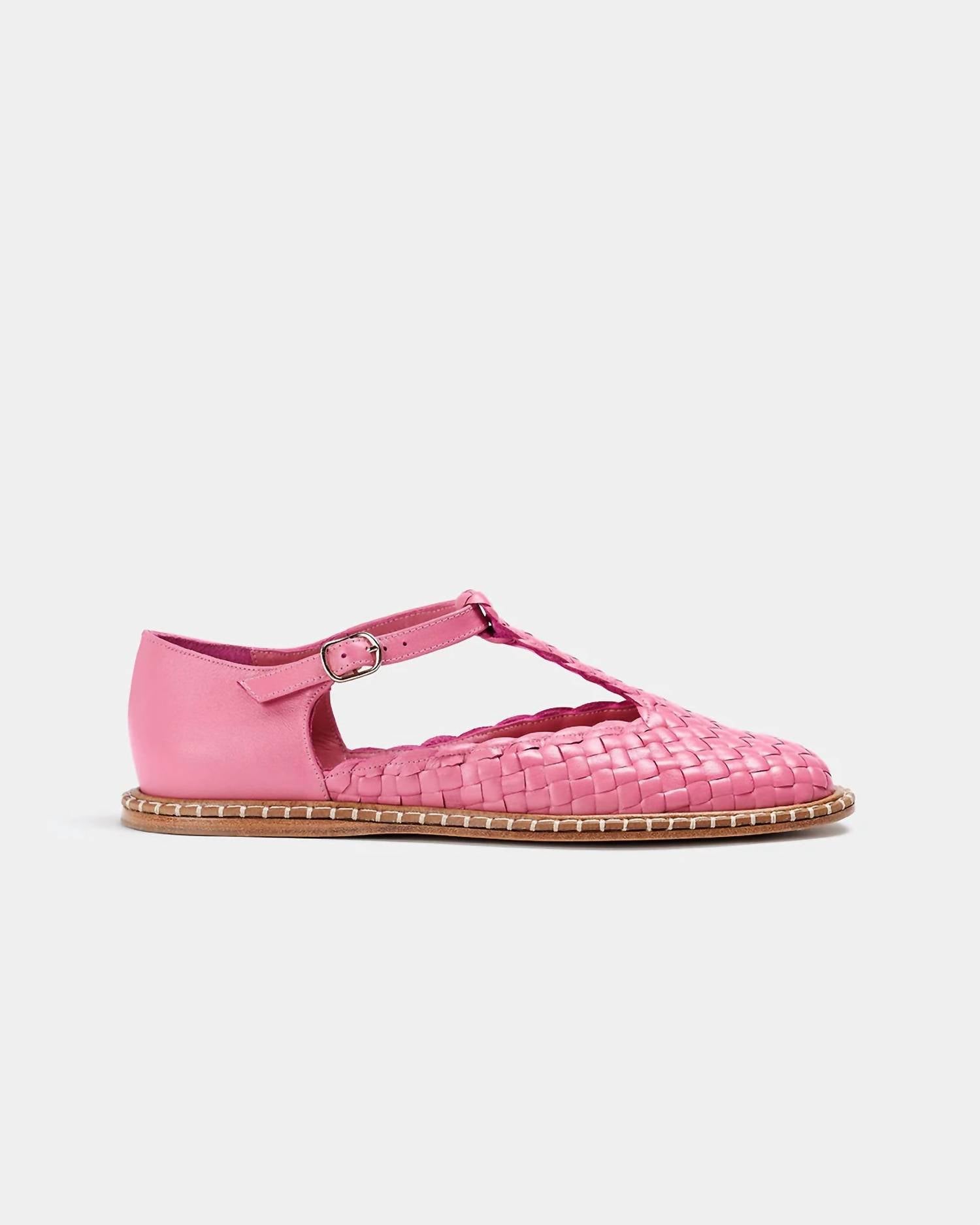 Women's Fragaria Woven T-Strap Shoes In Pink
