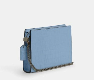 NWT Coach Croc-Embossed Leather Slim Crossbody In Light Blue