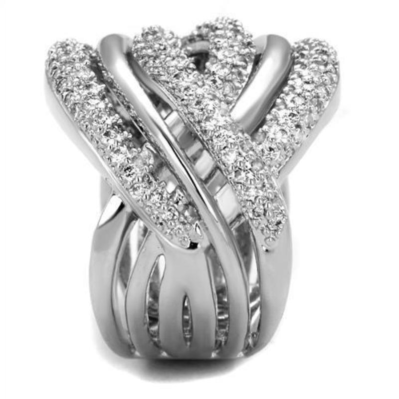Rhodium Brass Ring with AAA Grade CZ in Clear