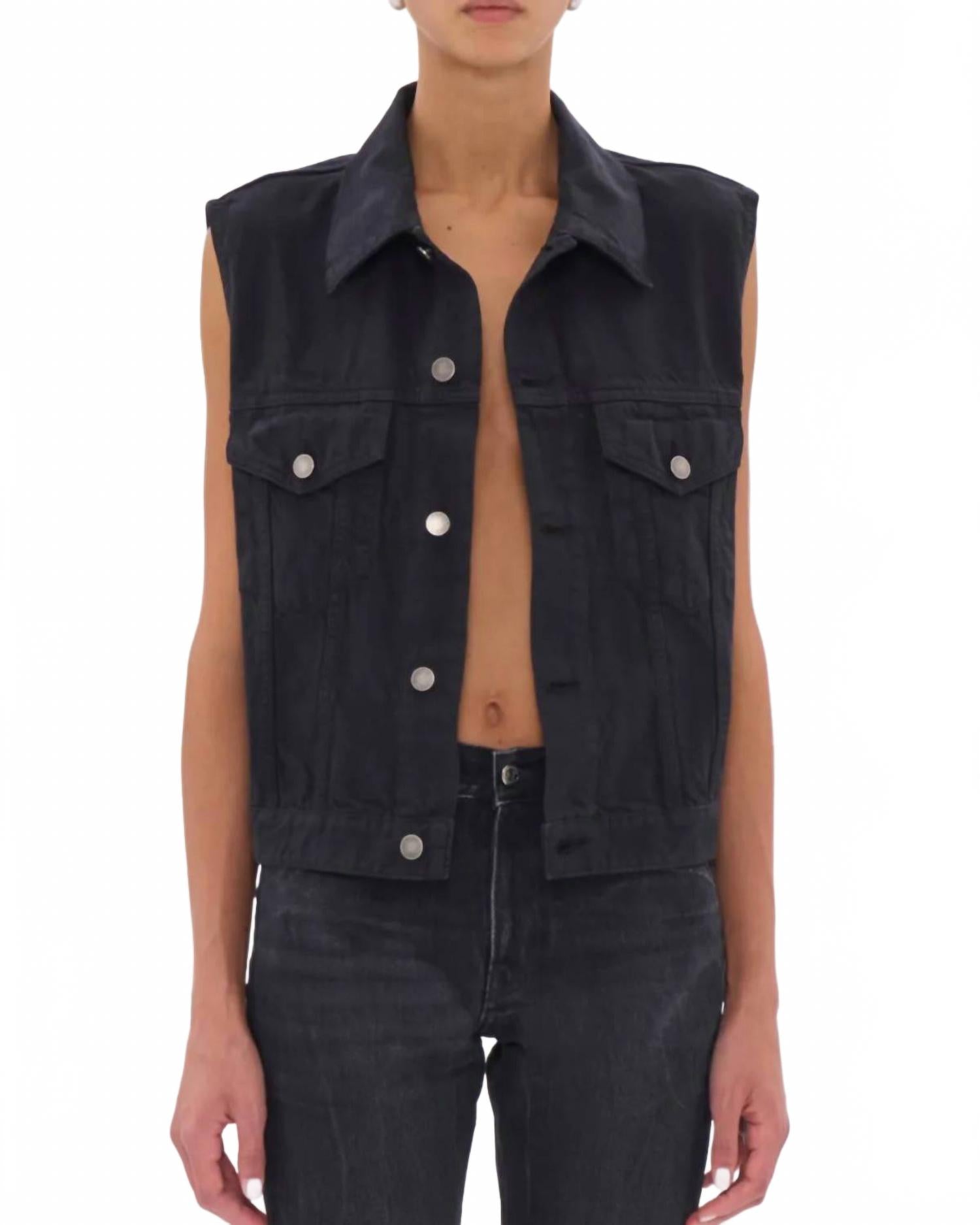 Ryder Satin Bull Vest In Carbon