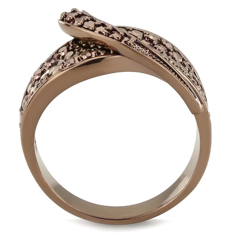 IP Coffee light Brass Ring with AAA Grade CZ in Light Coffee