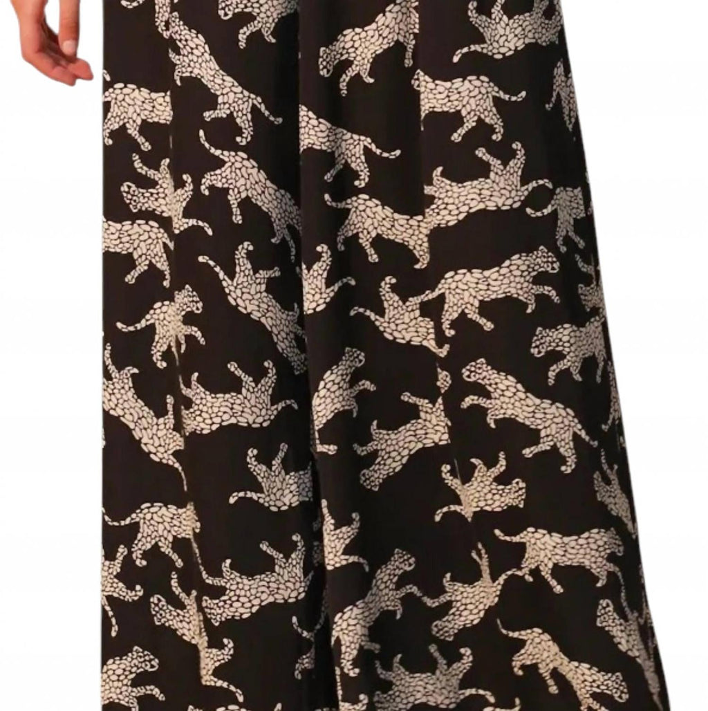 Animal Print Wide Leg Pant In Black