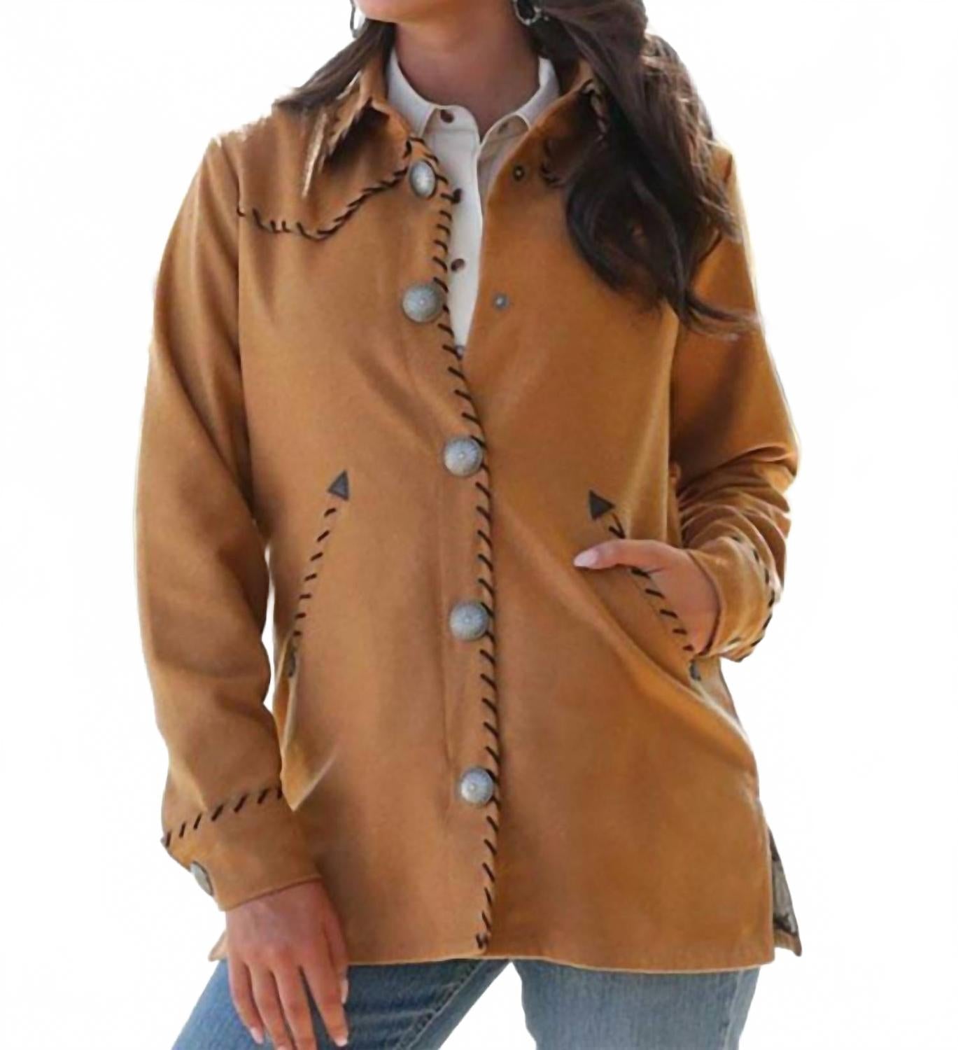 Women's Whipstitch Shirt Jacket In Brown