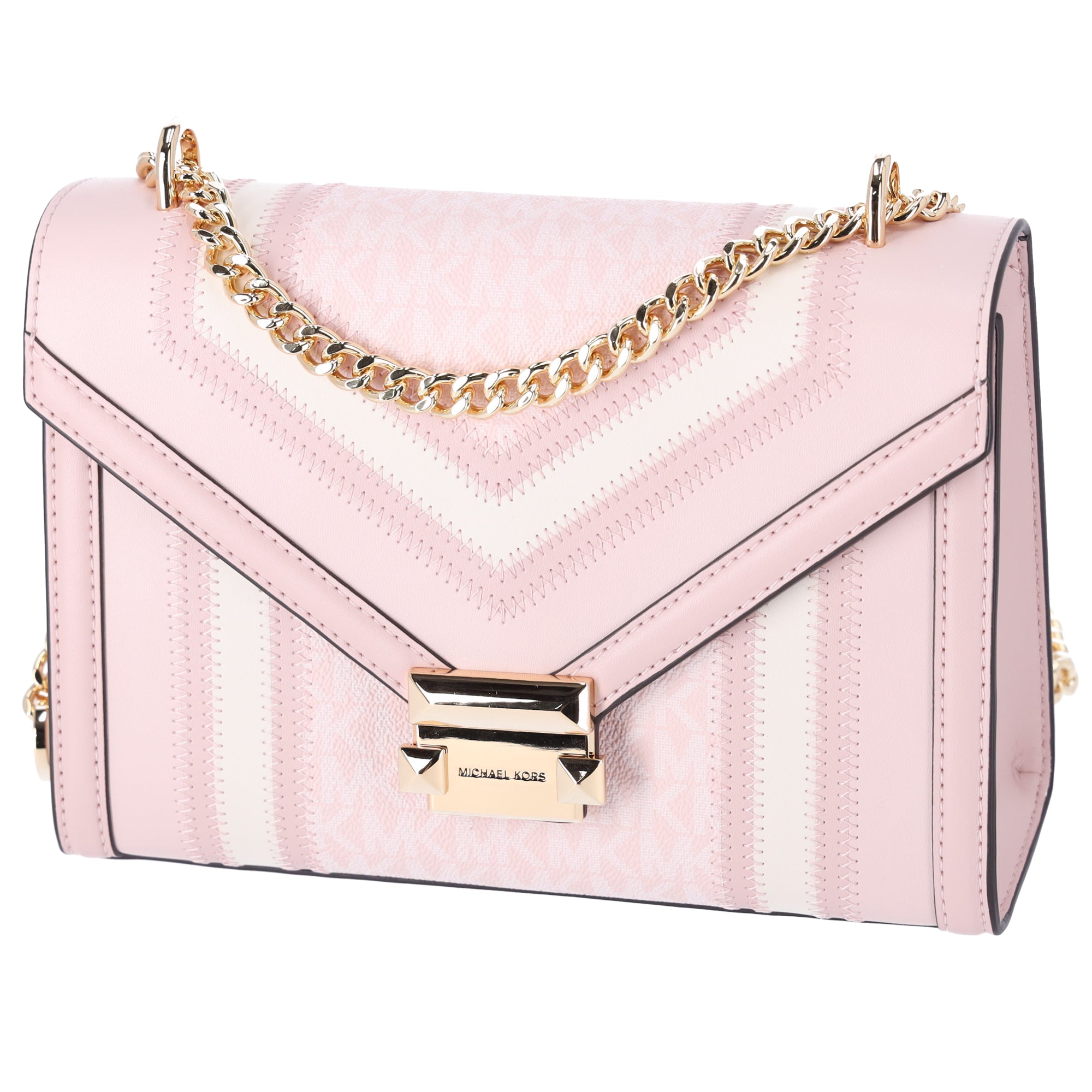 Michael Kors Whitney Medium Flap Shoulder Bag Powder Blush Pink Multi
