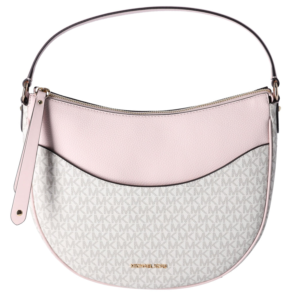 MIchael Kors Dover Large Half Moon Shoulder Bag Hobo Vanilla MK Pink