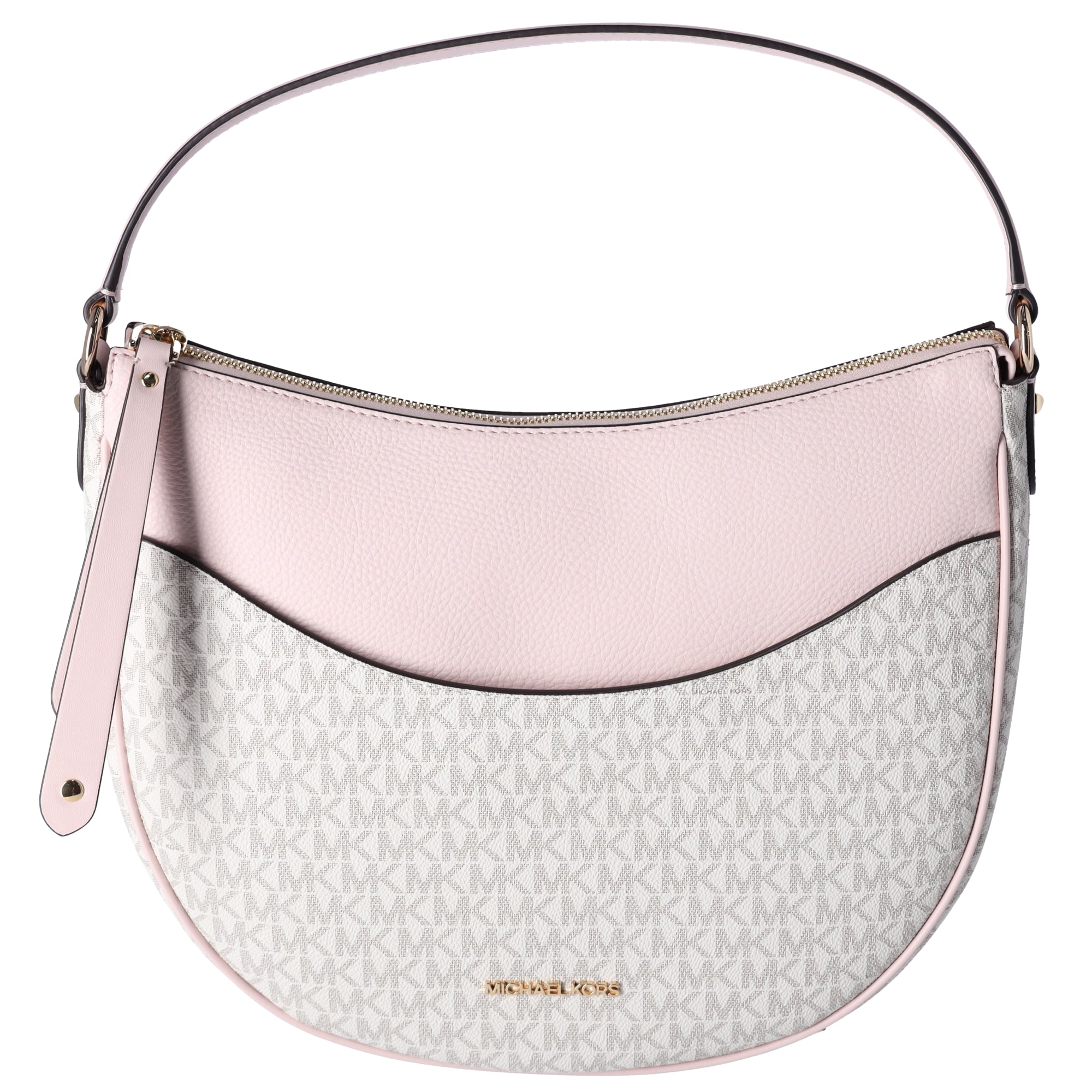 MIchael Kors Dover Large Half Moon Shoulder Bag Hobo Vanilla MK Pink