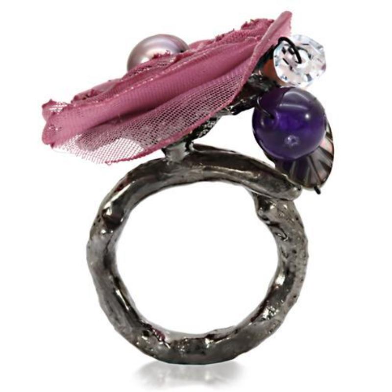 Antique Tone Brass Ring with Assorted in Multi Color