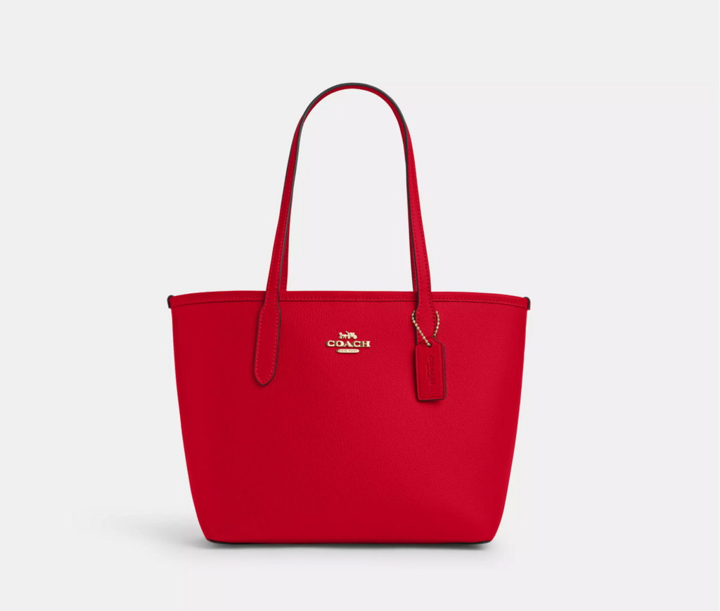 NWT Coach Leather Small City Tote Bag In Red