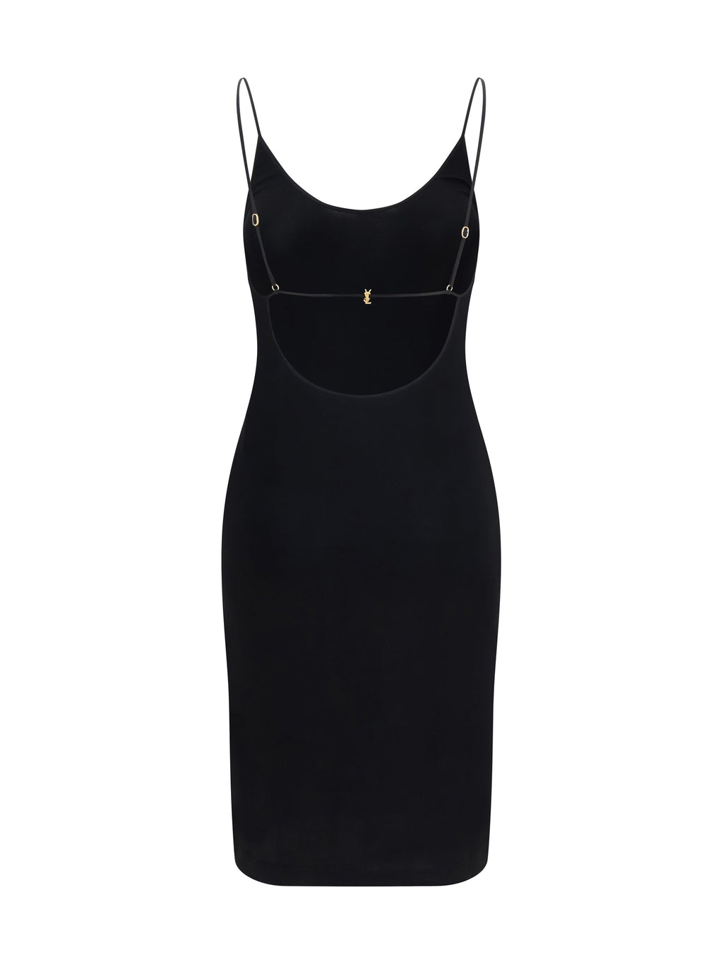 Saint Laurent Women Cassandre Open-Back Ribbed-Knit Dress
